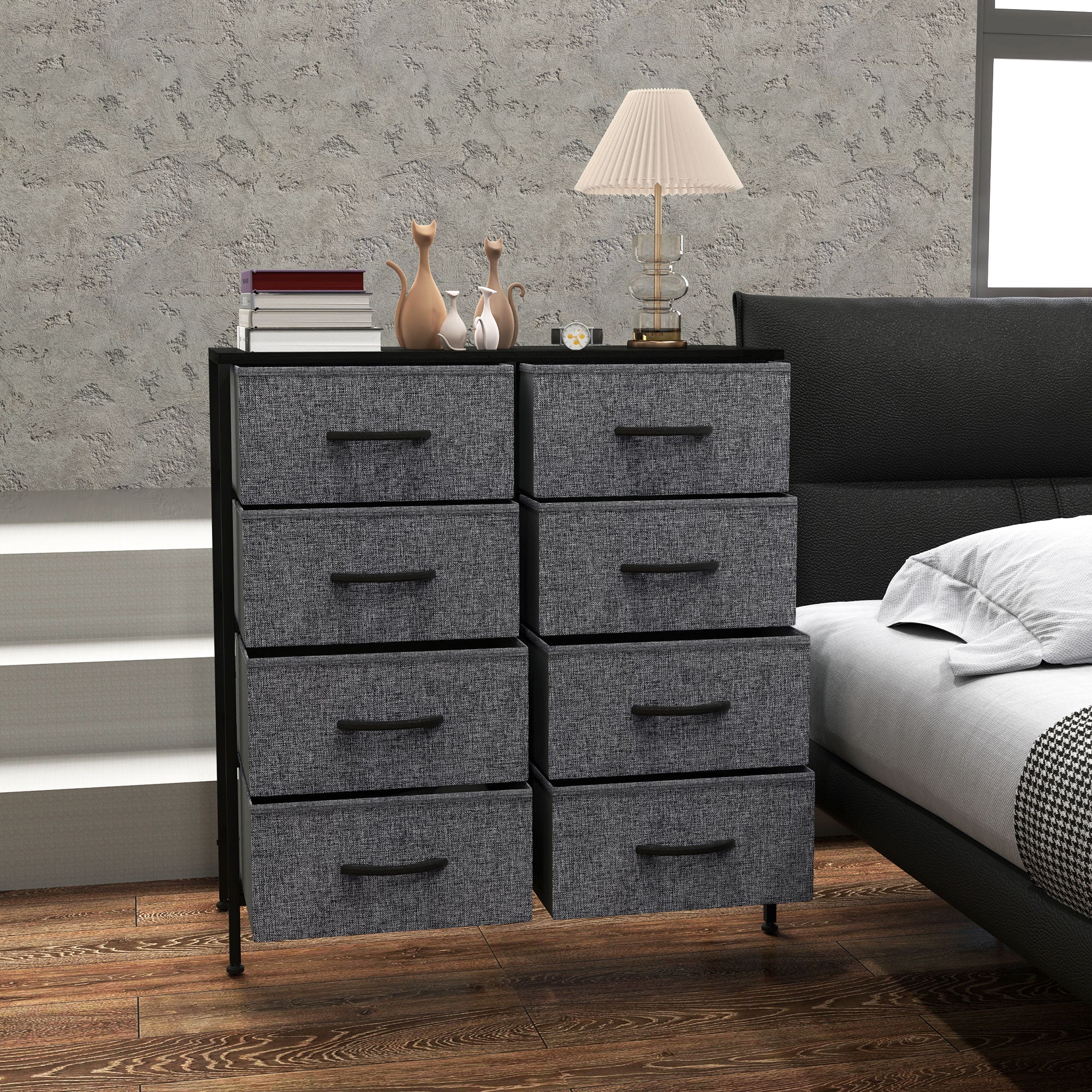 HOMCOM 8 Drawer Fabric Chest of Drawers w/ Wooden Top for Hallway - Image 8