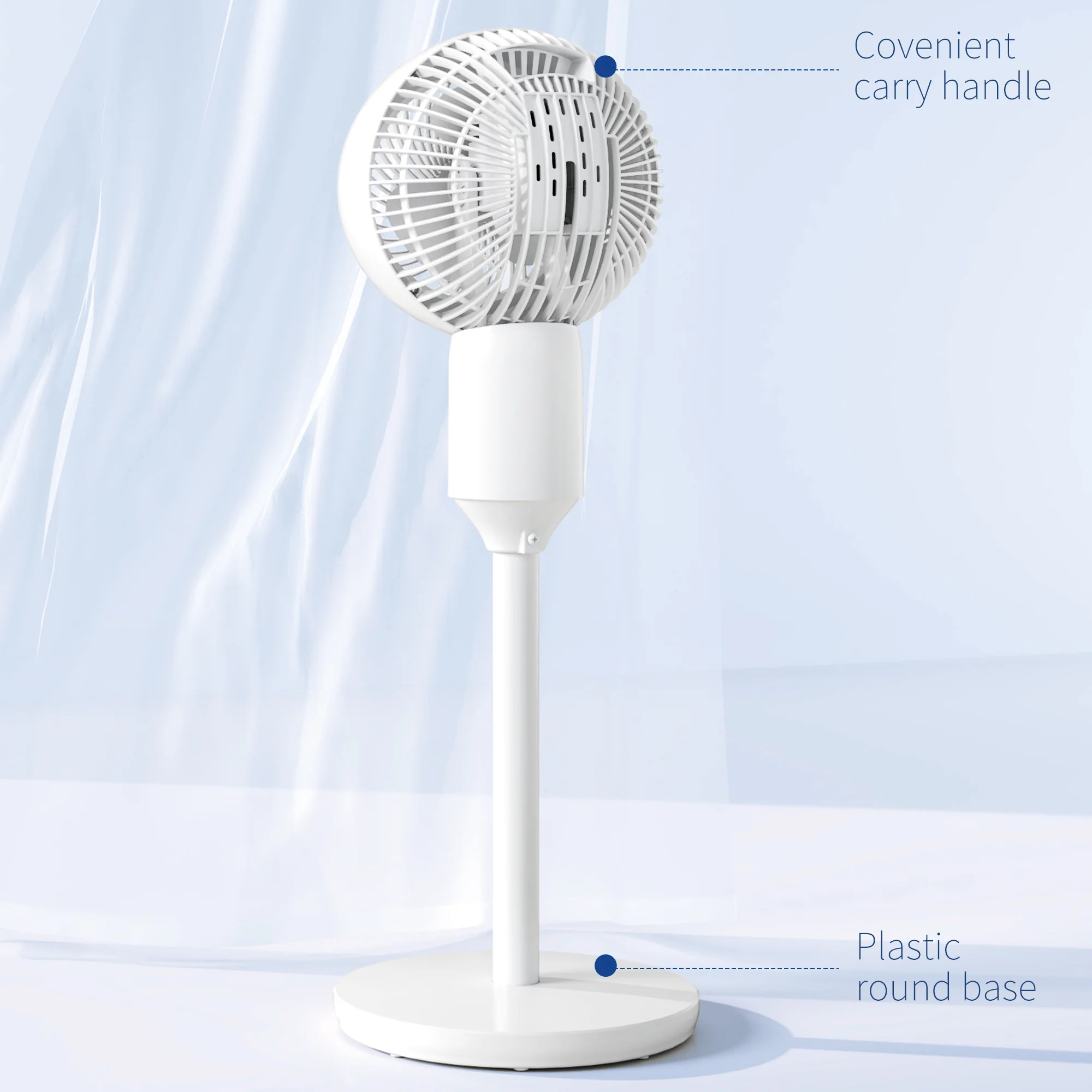 HOMCOM 9 Inch Air Circulator Fan 70° Oscillation Carry Handle Black White - Image 7