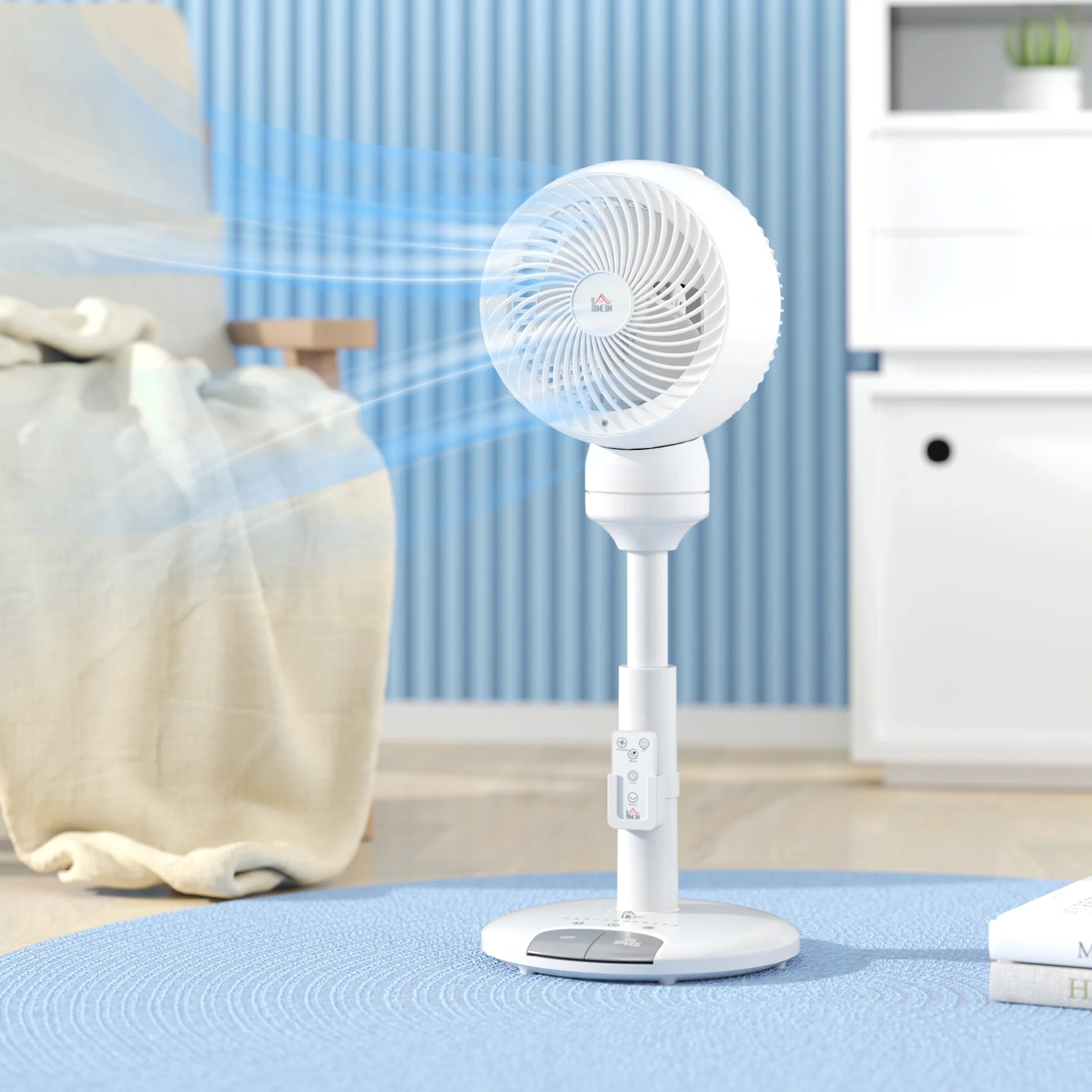 HOMCOM 9 Inch Height Adjustable Air Circulator Fan 70° Oscillating 9 Setting - Image 2