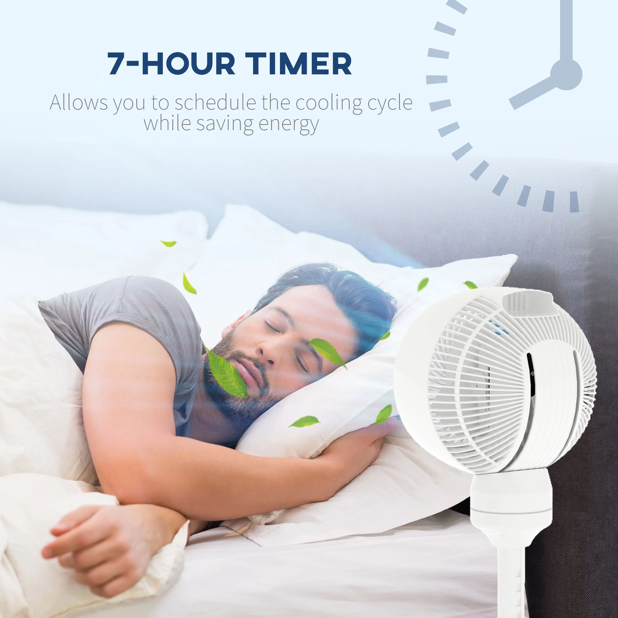 HOMCOM 9 Inch Height Adjustable Air Circulator Fan 70° Oscillating 9 Setting - Image 7