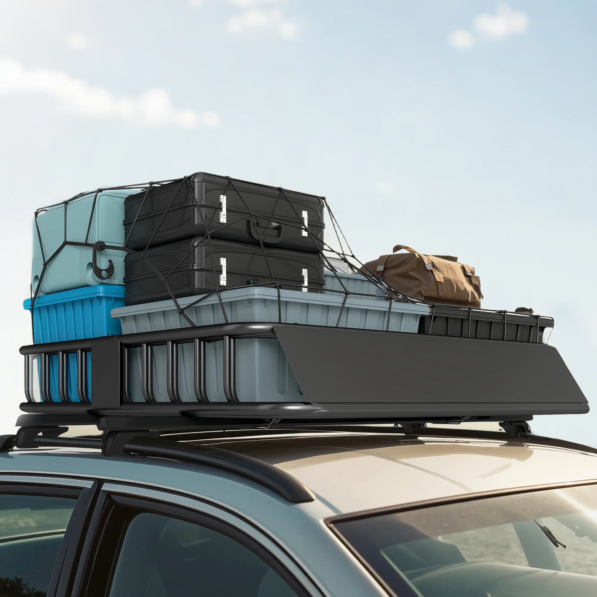 HOMCOM 90.7 kg Universal Roof Rack Basket, Steel Car Rooftop Luggage Holder - Image 9