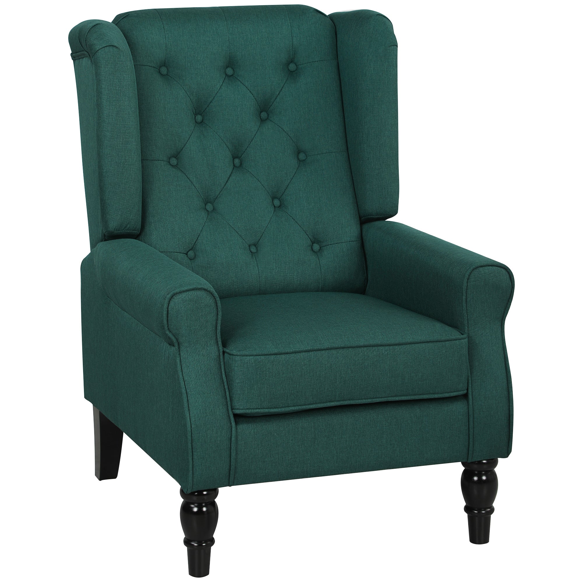HOMCOM Accent Chair Wingback Armchair Retro Tufted Club Wood Fabric - Image 10