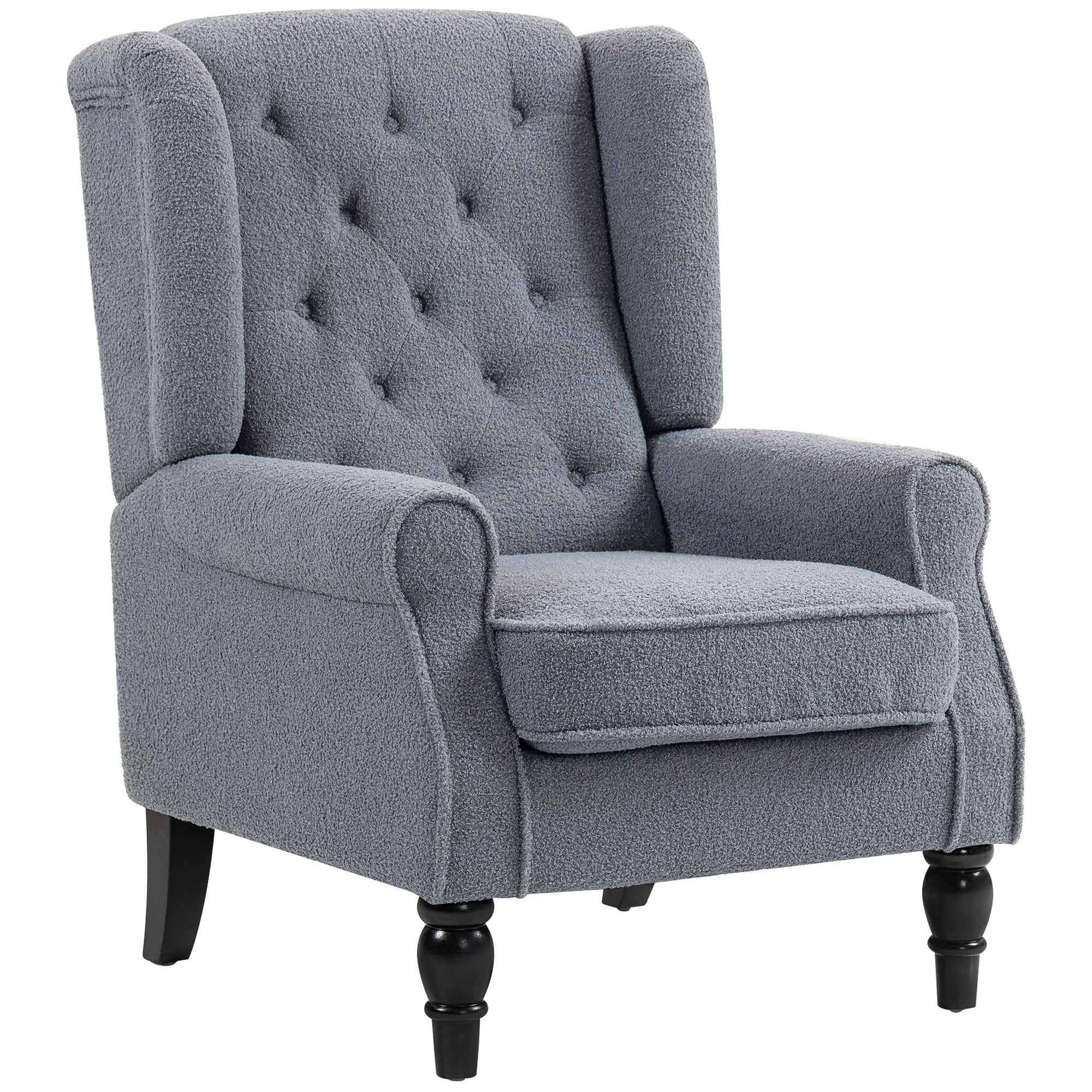 HOMCOM Accent Chair Wingback Armchair Retro Tufted Club Wood Fabric - Image 28