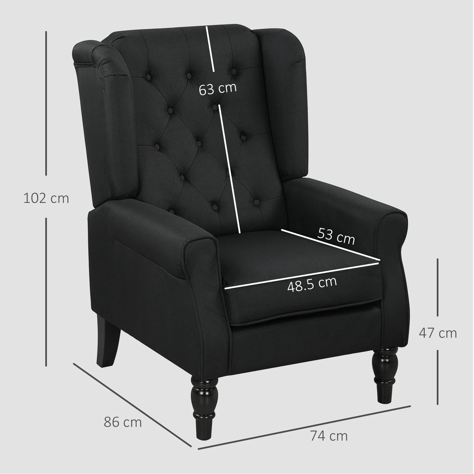 HOMCOM Accent Chair Wingback Armchair Retro Tufted Club Wood Fabric - Image 5