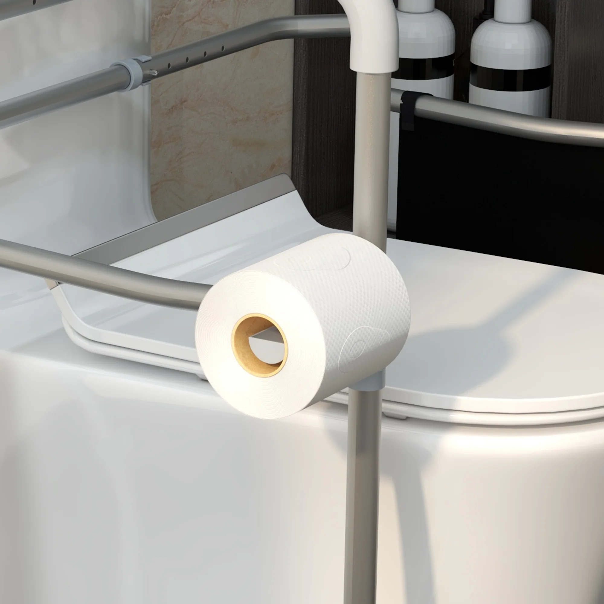 HOMCOM Adjustable Toilet Safety Frame with Additional Rubber Tips Storage - Image 8