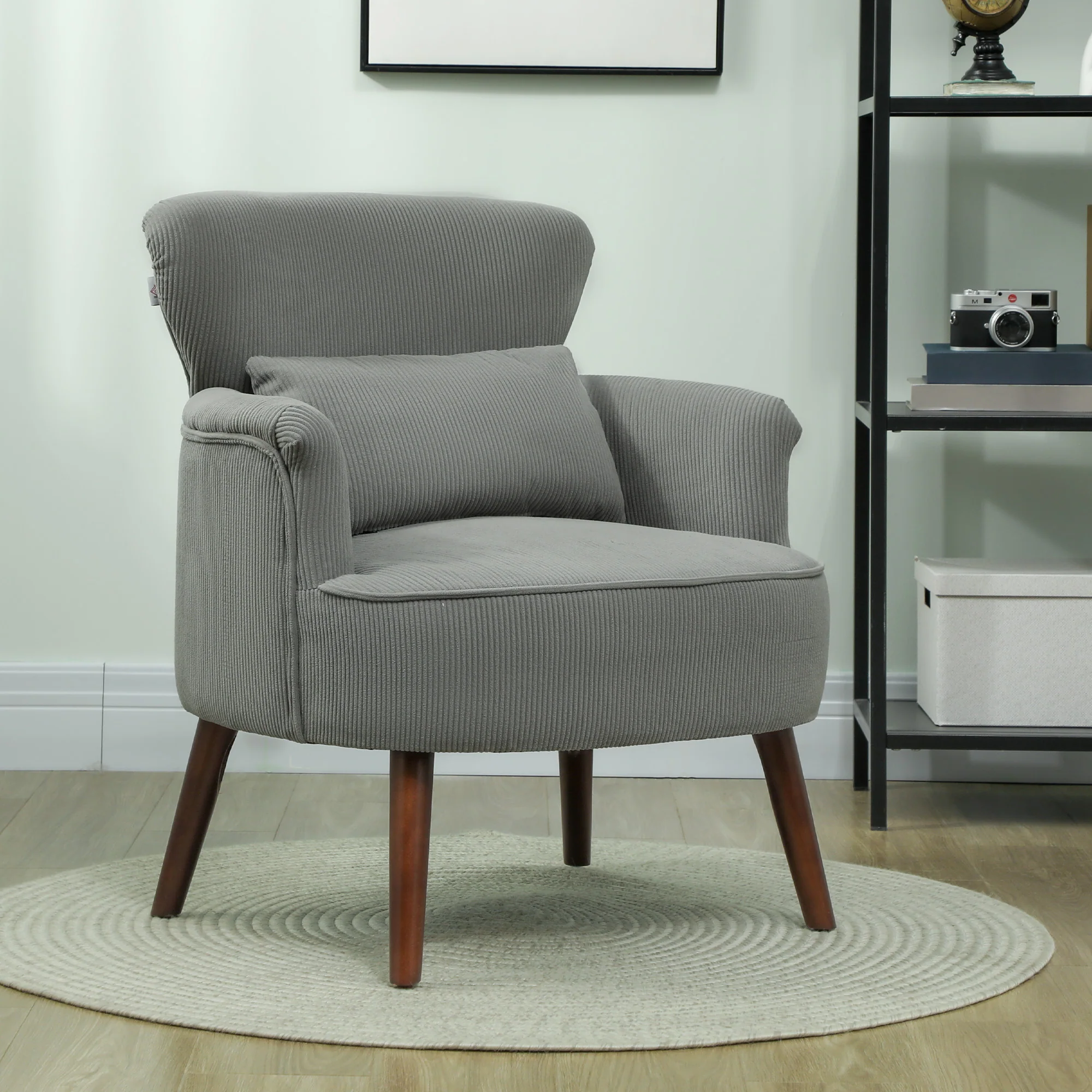 HOMCOM Armchair With Padded Seat And Backrest For Living Room, Light Grey - Image 2