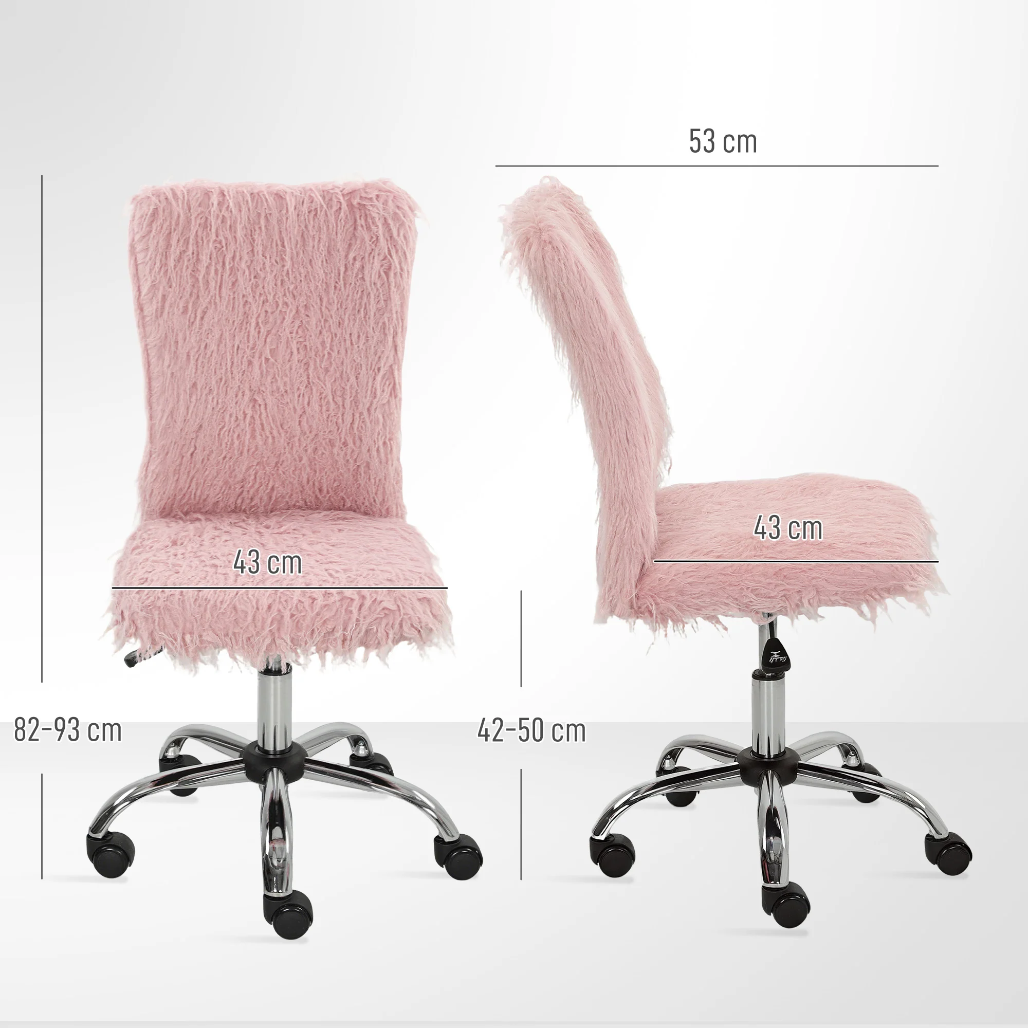 HOMCOM Armless Makeup Vanity Chair, Swivel Computer Chair - Image 5