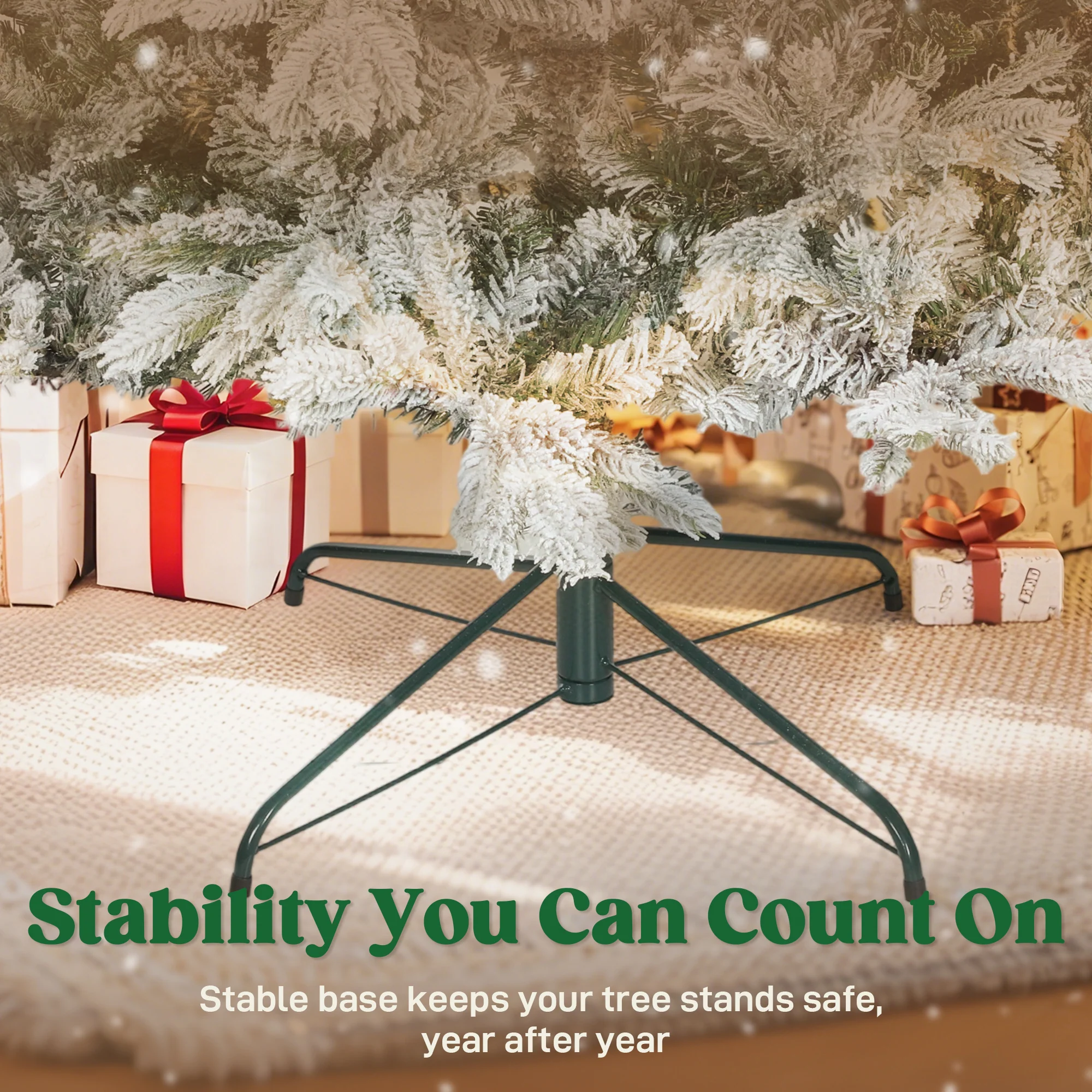 HOMCOM Artificial Christmas Tree With Snow, Hinged Xmas Tree - Image 8