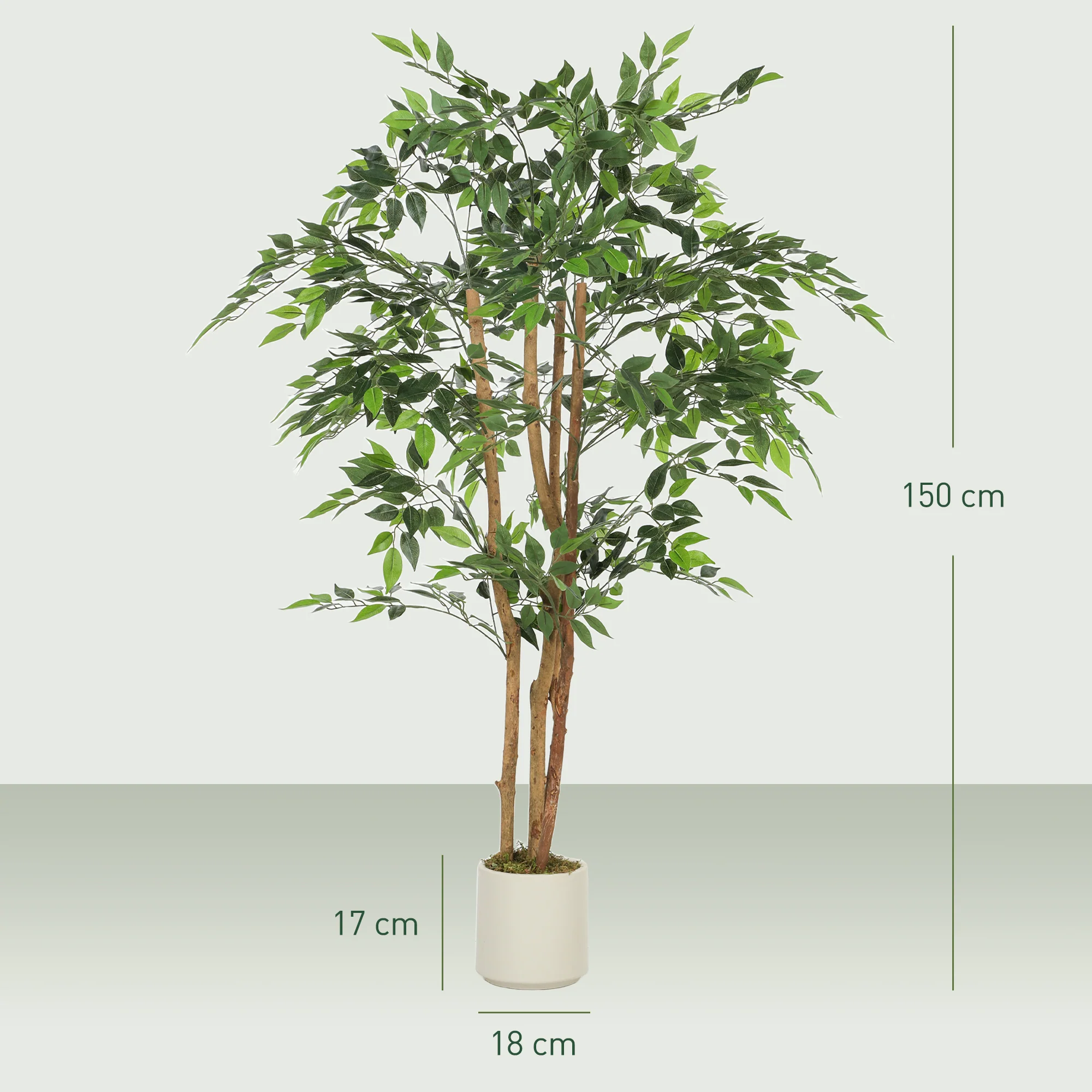 HOMCOM Artificial Ficus Tree, Faux Plant For Home Decor - Image 14