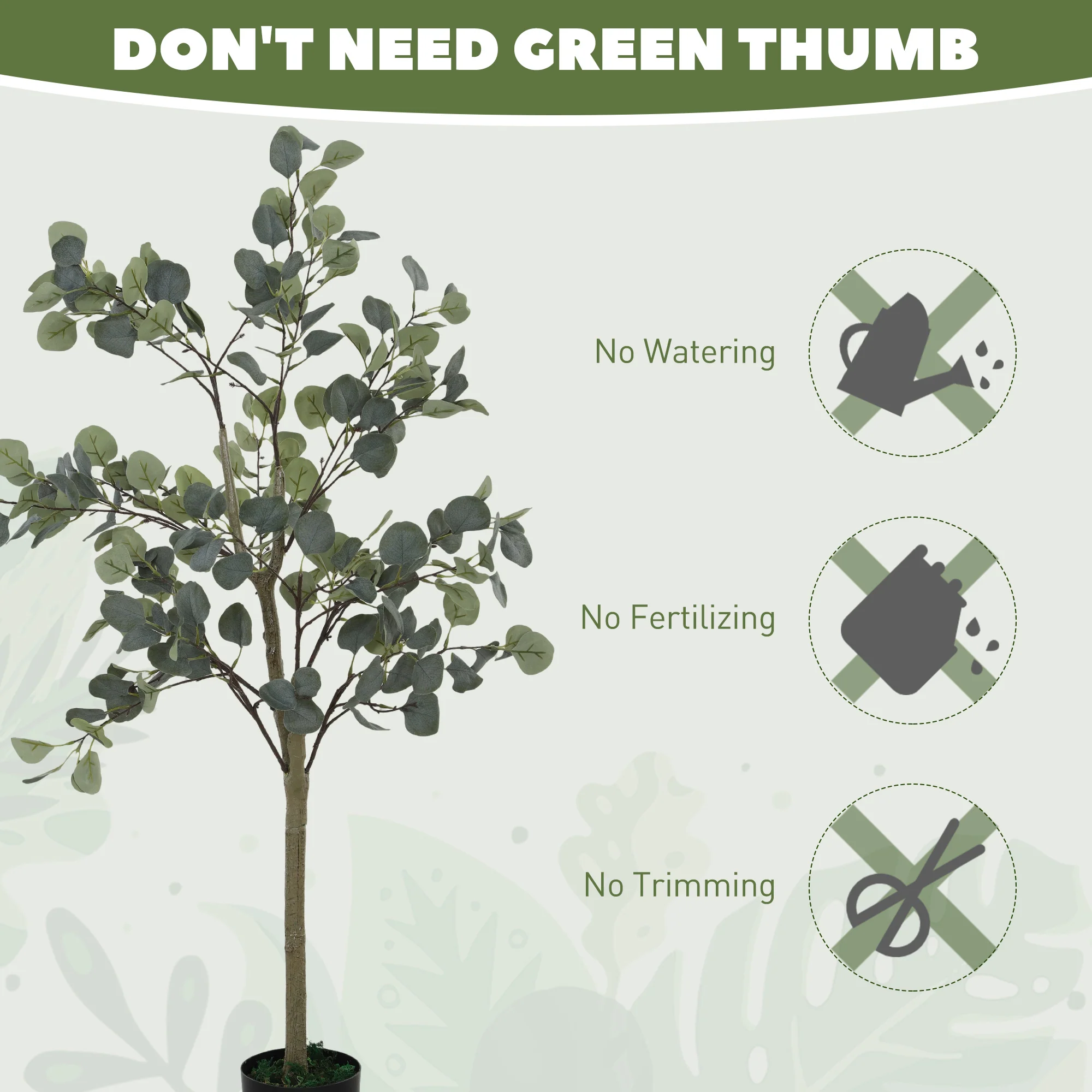 HOMCOM Artificial Plant, Faux Silk Eucalyptus Tree, 150cm - Image 7
