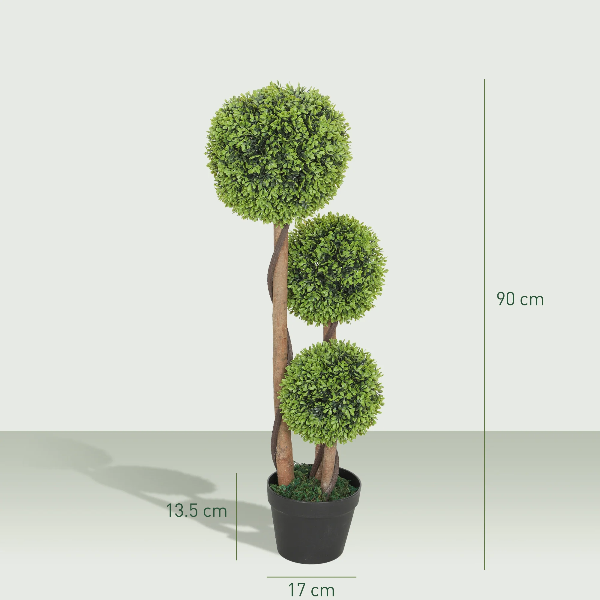 HOMCOM Artificial Plants Boxwood Ball Topiary Trees Set Of 2 Indoor Outdoor - Image 5