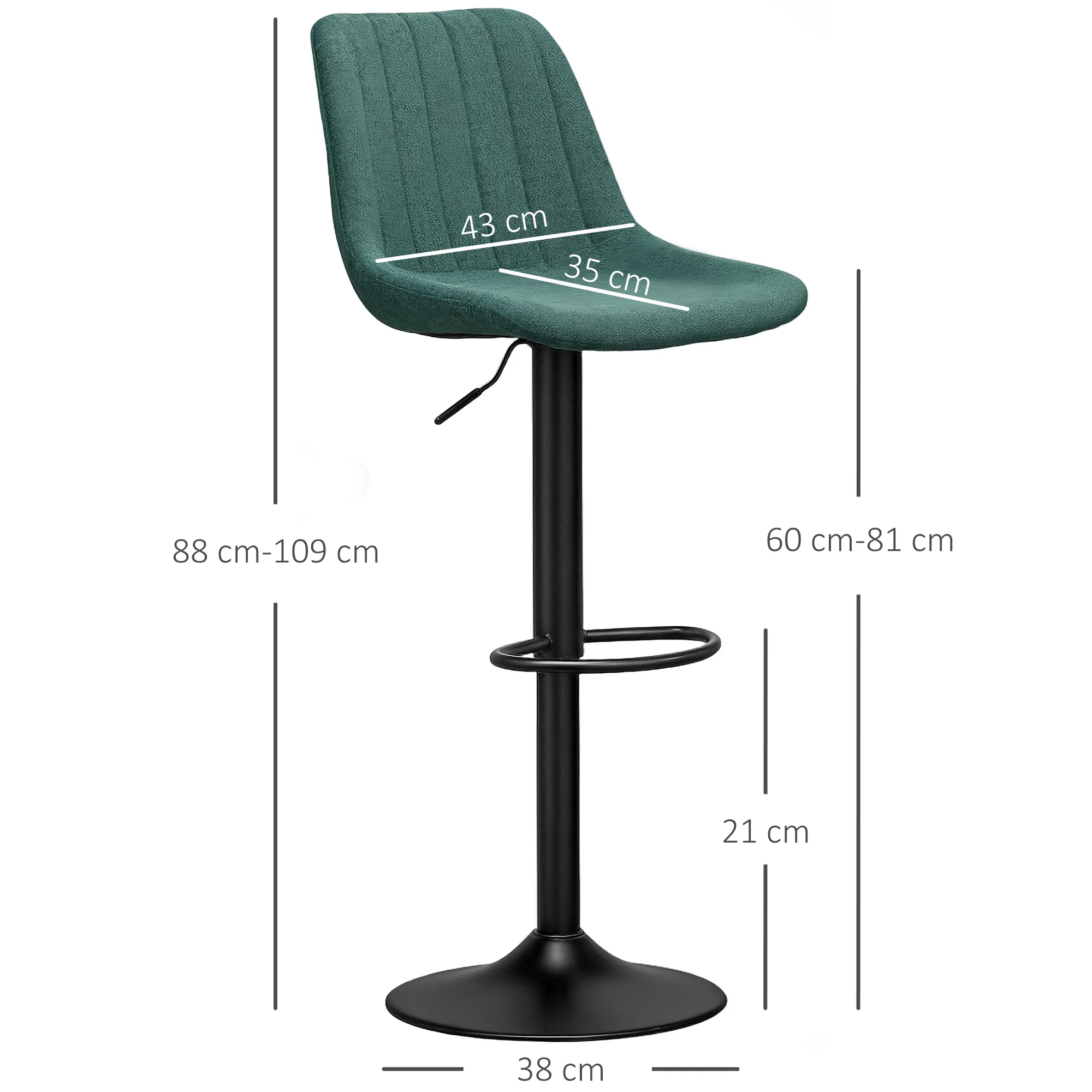 HOMCOM Bar Stools Set Of 2 Adjustable Swivel Bar Chairs With Backrest - Image 14
