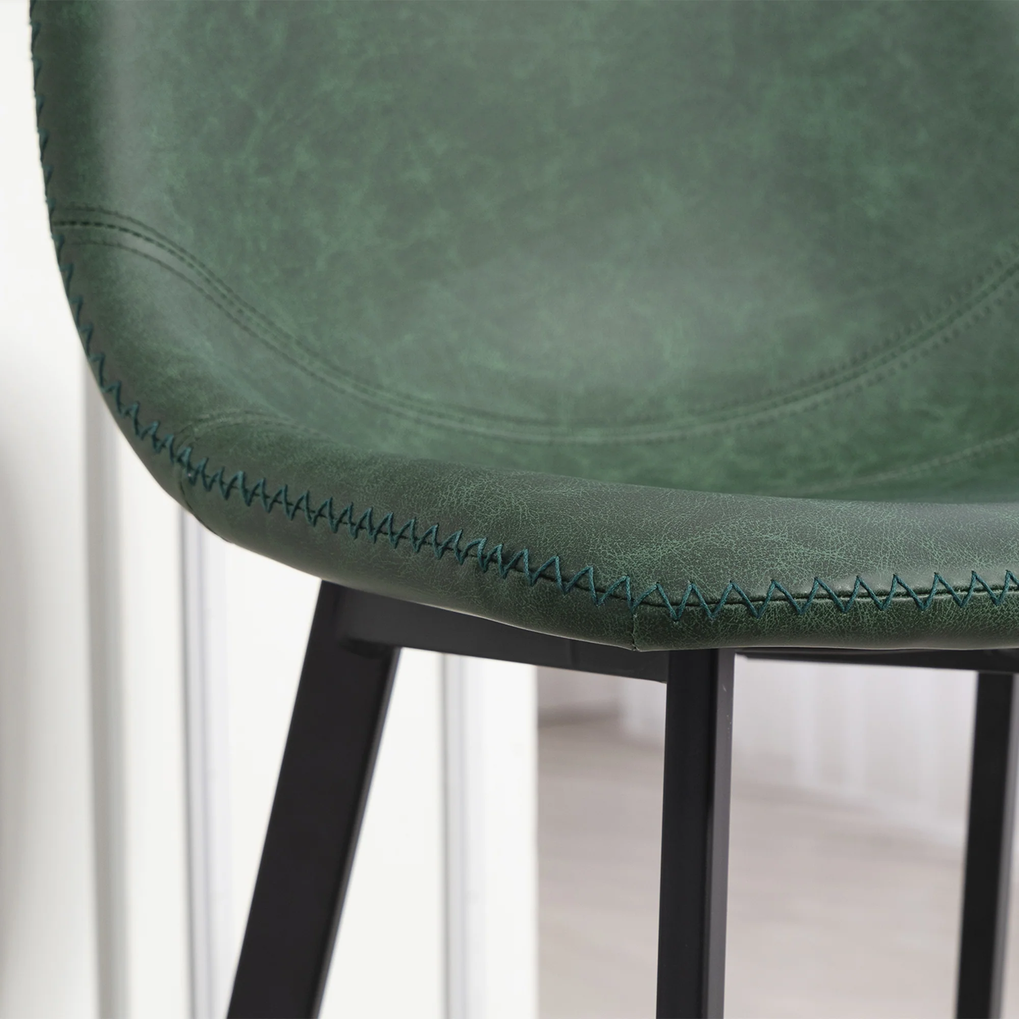HOMCOM Bar Stools Set of 2, Bar Chairs with Back and Steel Legs, Green - Image 9