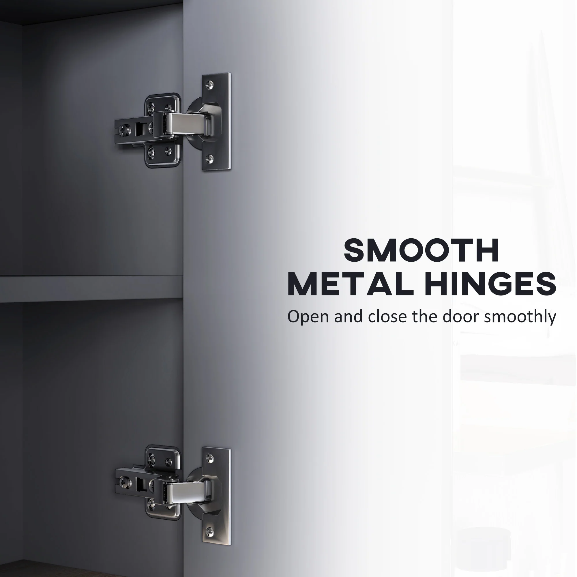 HOMCOM Bathroom Cabinet Wall Mounted Mirror Storage With Shelves Grey - Image 7