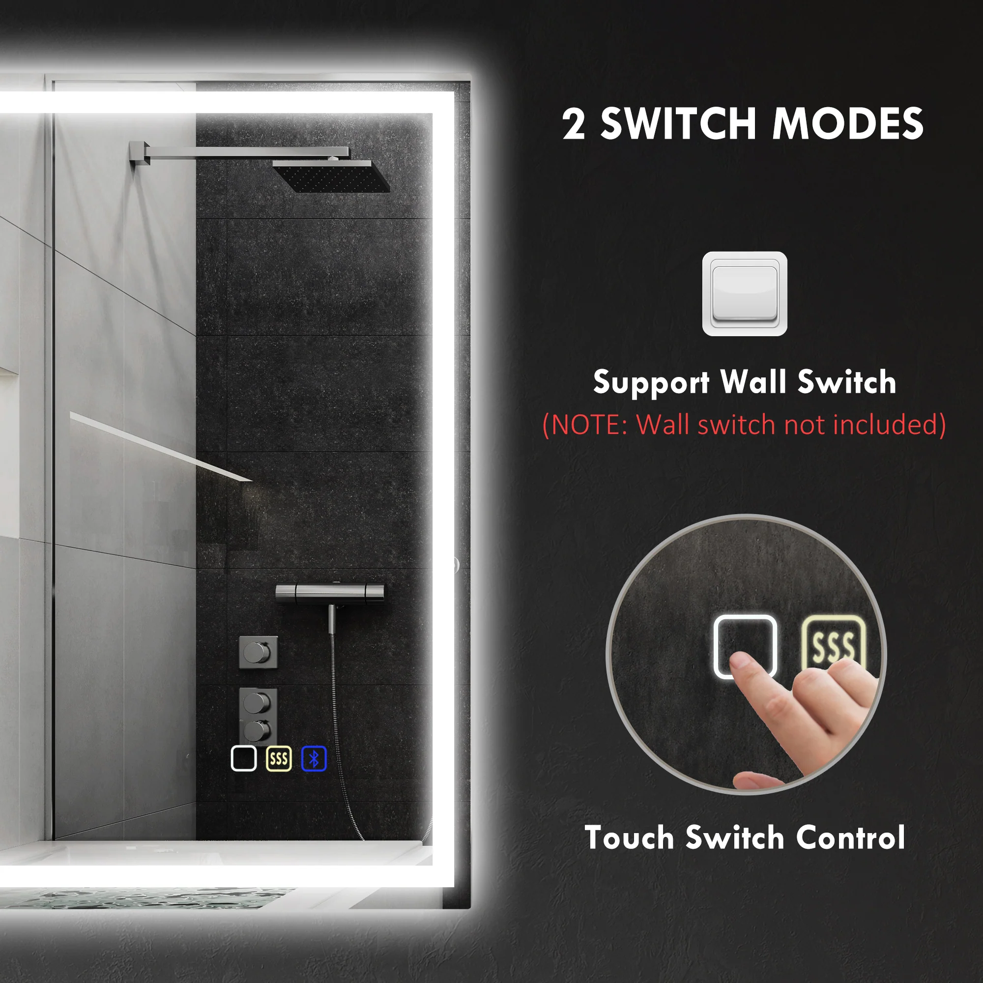 HOMCOM Bathroom Mirror With Bluetooth Lights Demister Pad - Image 9
