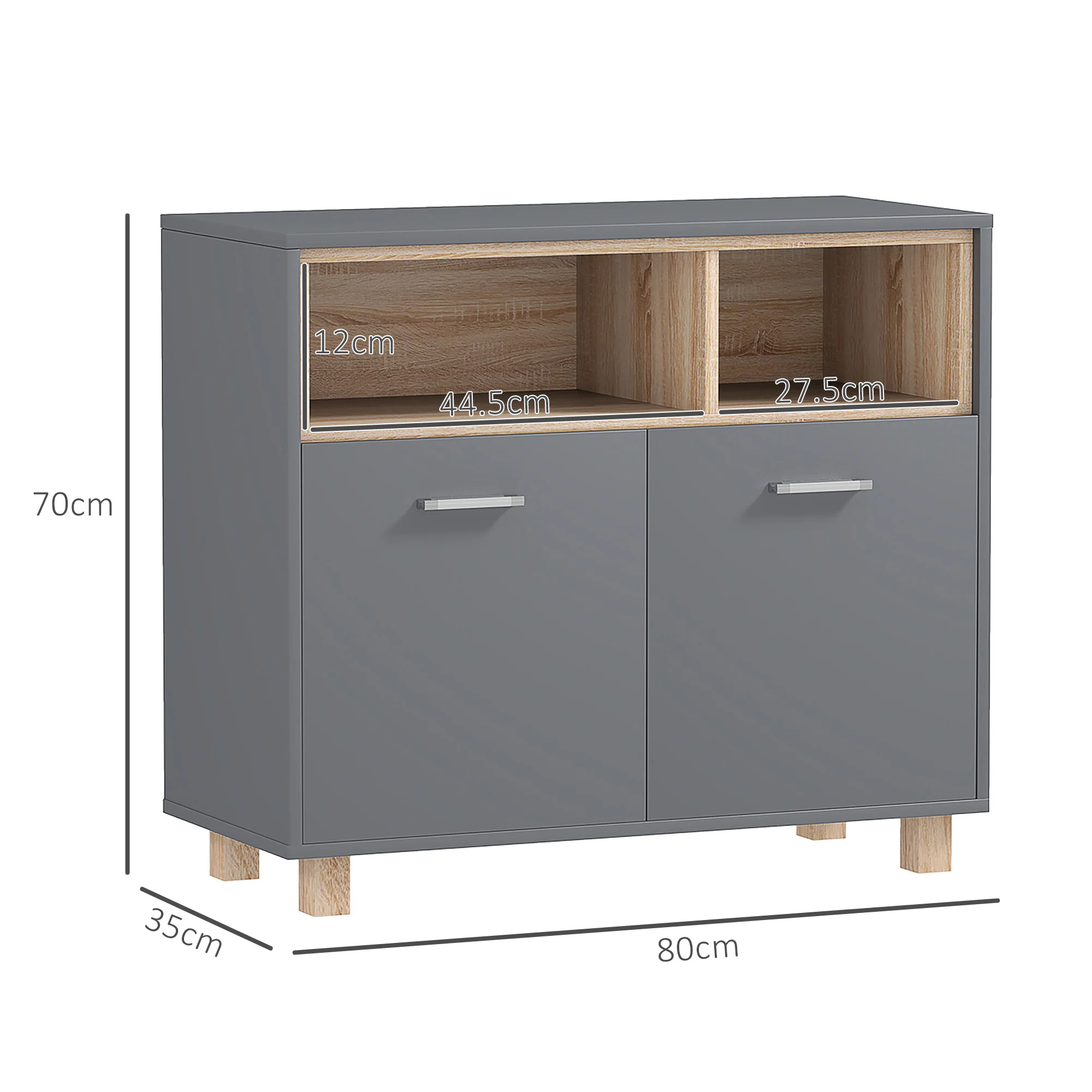 HOMCOM Bathroom Storage Cabinet With Open Compartments And Double Doors - Image 5