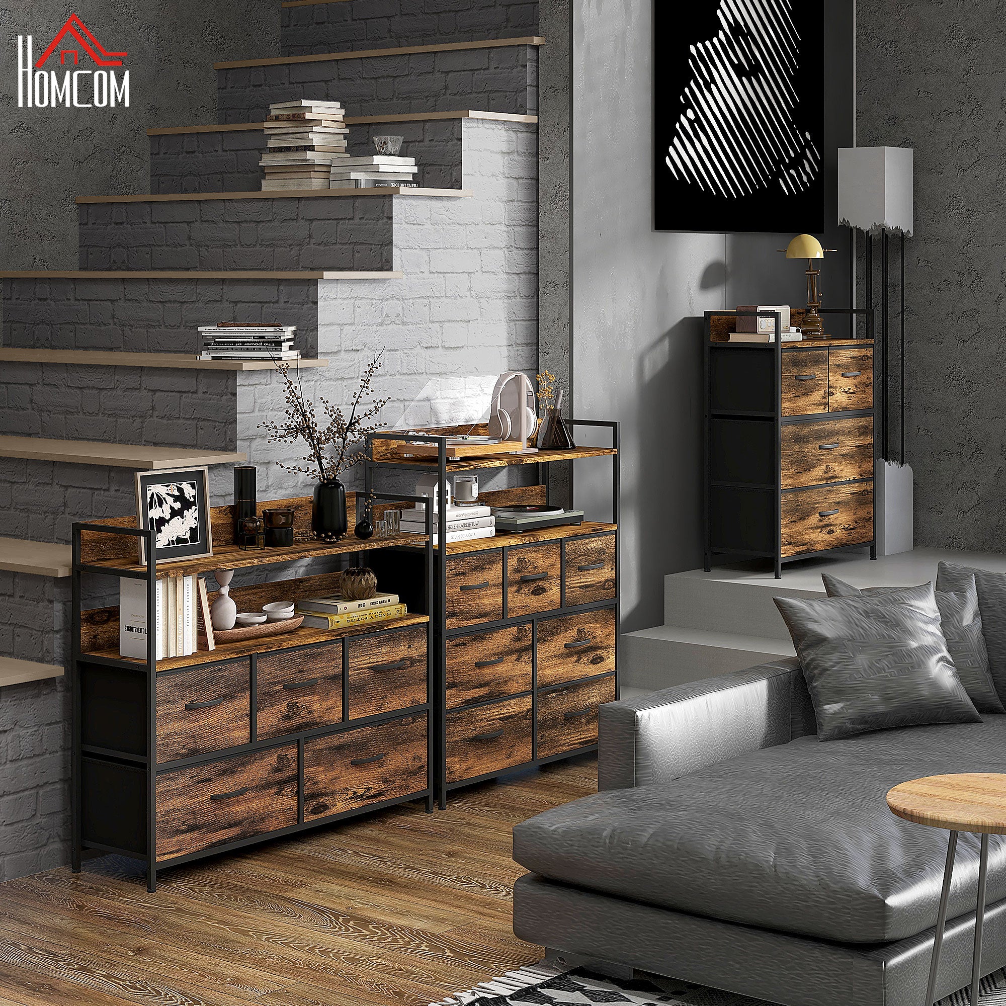 HOMCOM Bedroom Chest of Drawers 7 Drawer Dresser w/ Shelves - Image 35