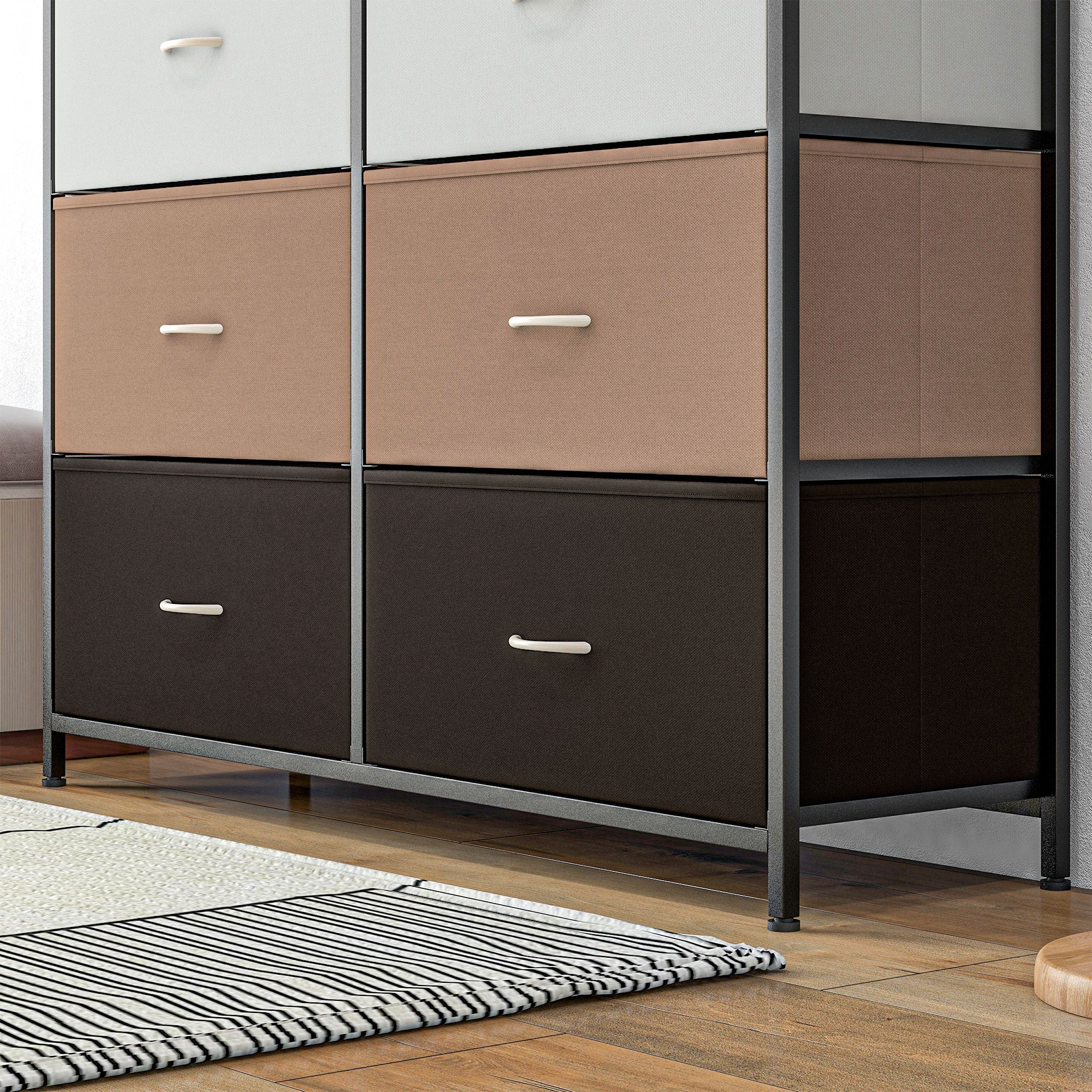 HOMCOM Bedroom Chest of Drawers Fabric Dresser w/ Foldable Drawers Multicolour - Image 9