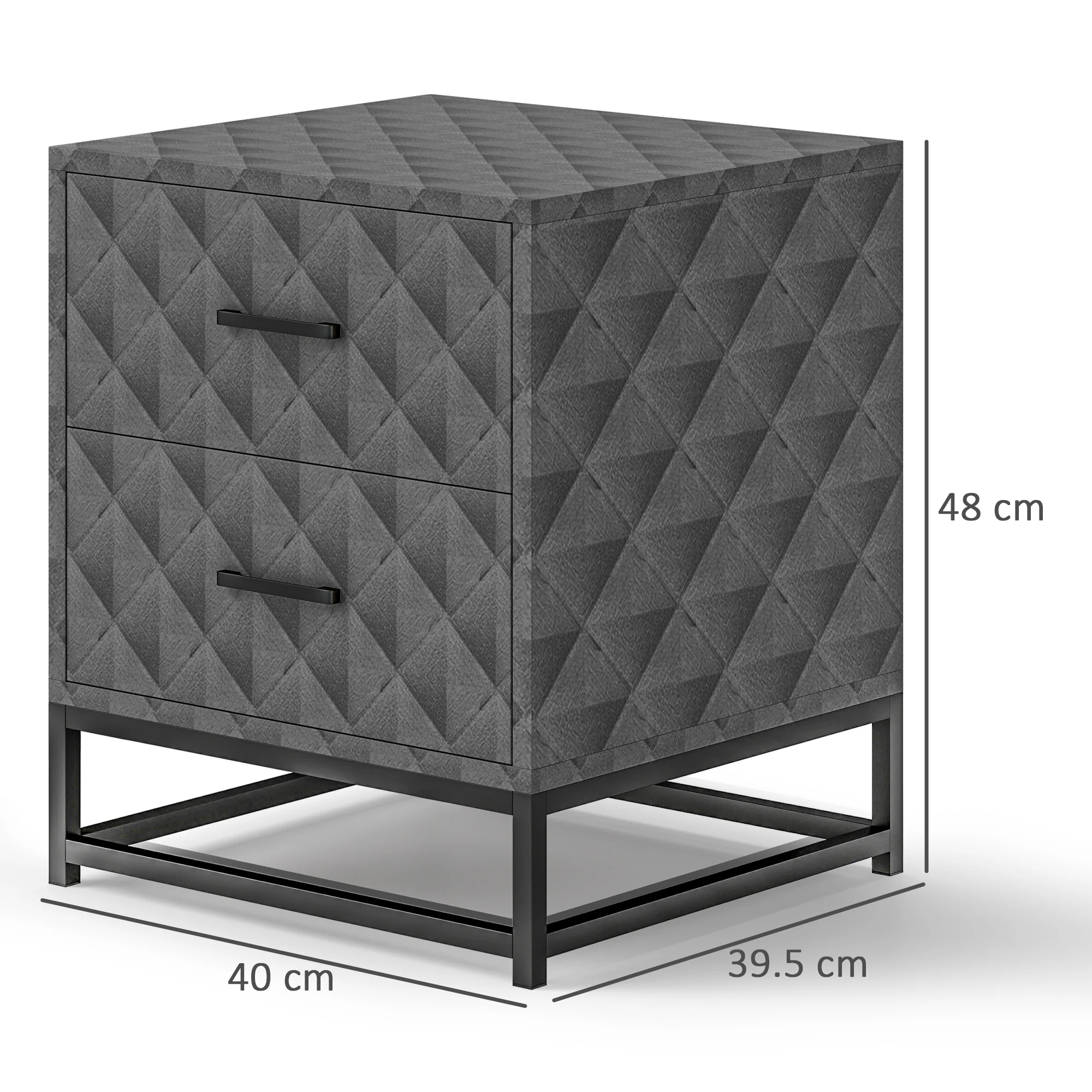 HOMCOM Bedside Table Set of 2, Nightstand with 2 Drawers, Steel Legs - Image 14