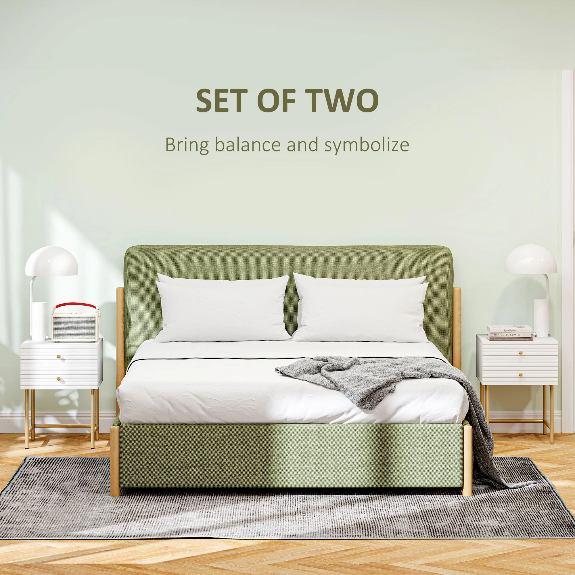 HOMCOM Bedside Tables Set of 2 with 2 Drawers for Bedroom - Image 12