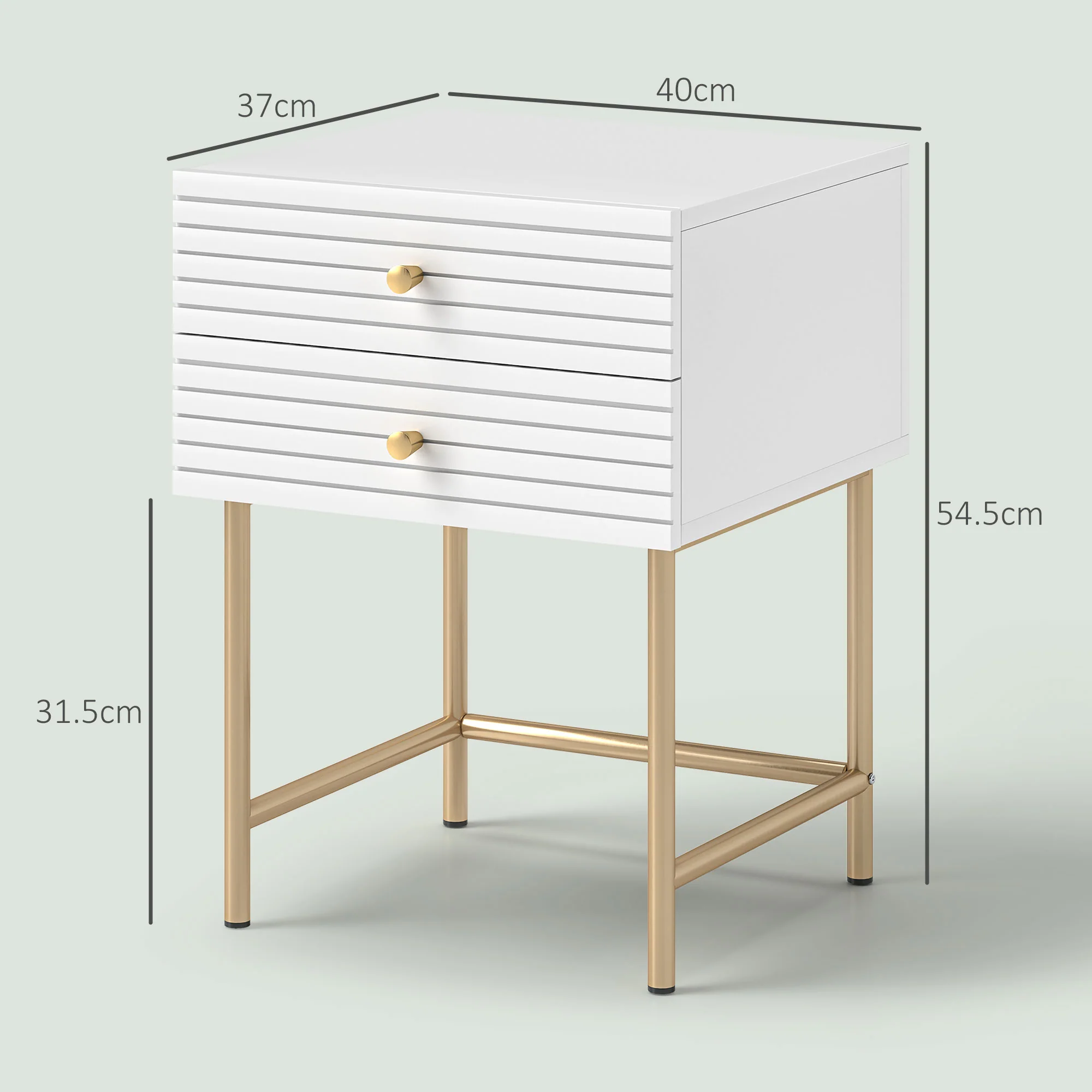 HOMCOM Bedside Tables Set of 2 with 2 Drawers for Bedroom - Image 14