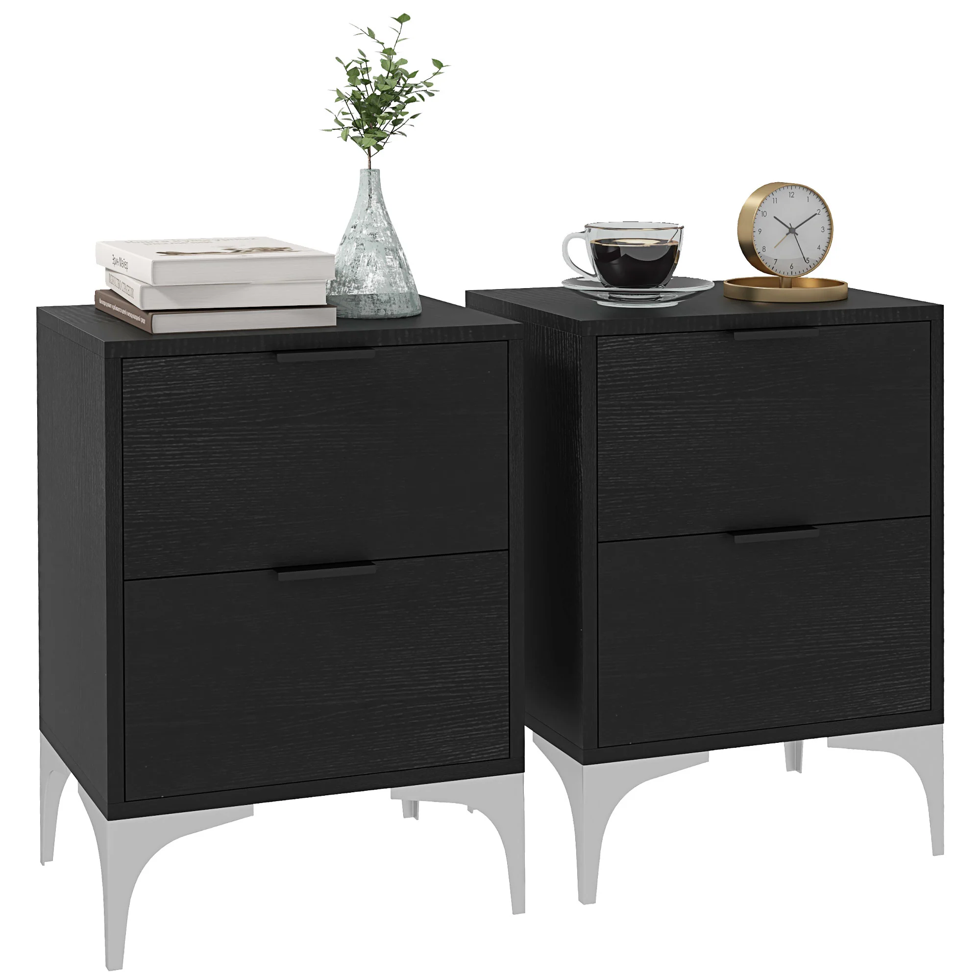 HOMCOM Bedside Tables Set Of 2 With 2 Drawers For Bedroom, Living Room - Image 10
