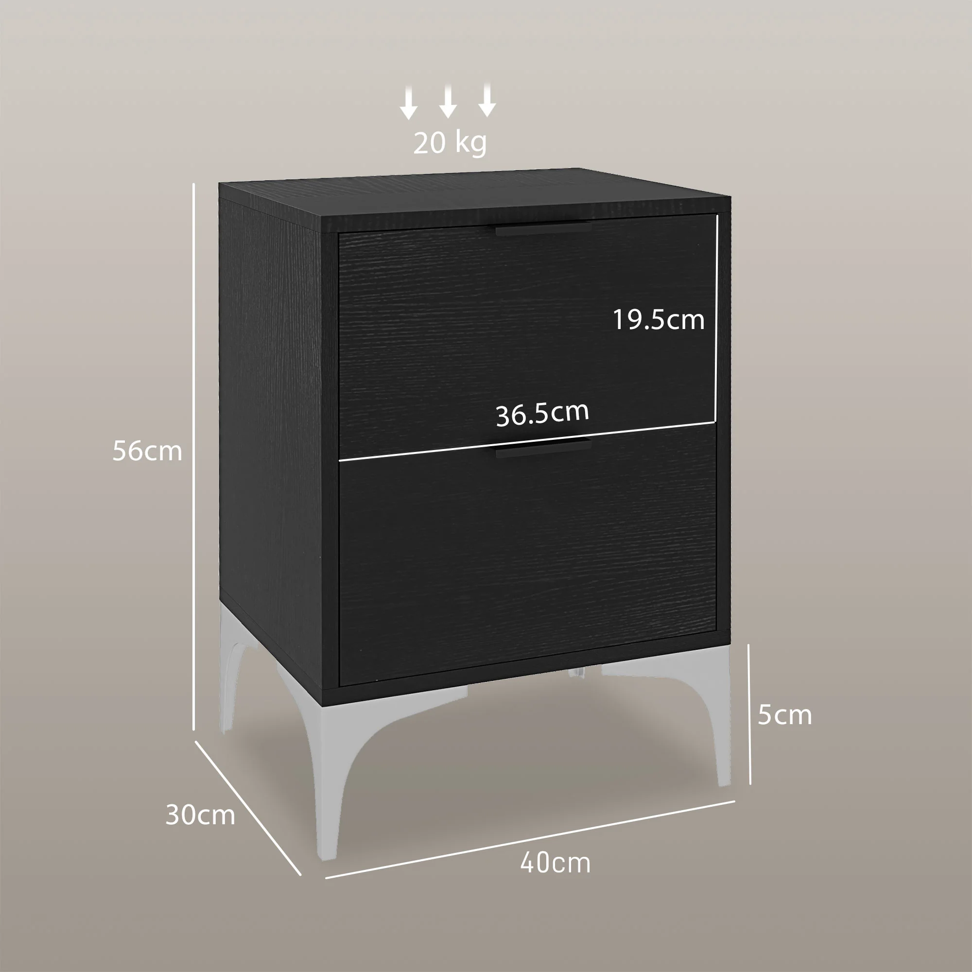 HOMCOM Bedside Tables Set Of 2 With 2 Drawers For Bedroom, Living Room - Image 14