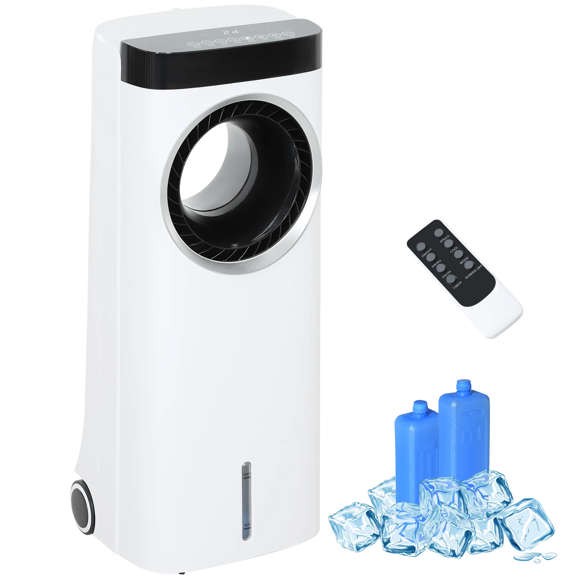 HOMCOM Bladeless Evaporative Air Cooler, 6.5L Fan, Humidifier & Air Clean