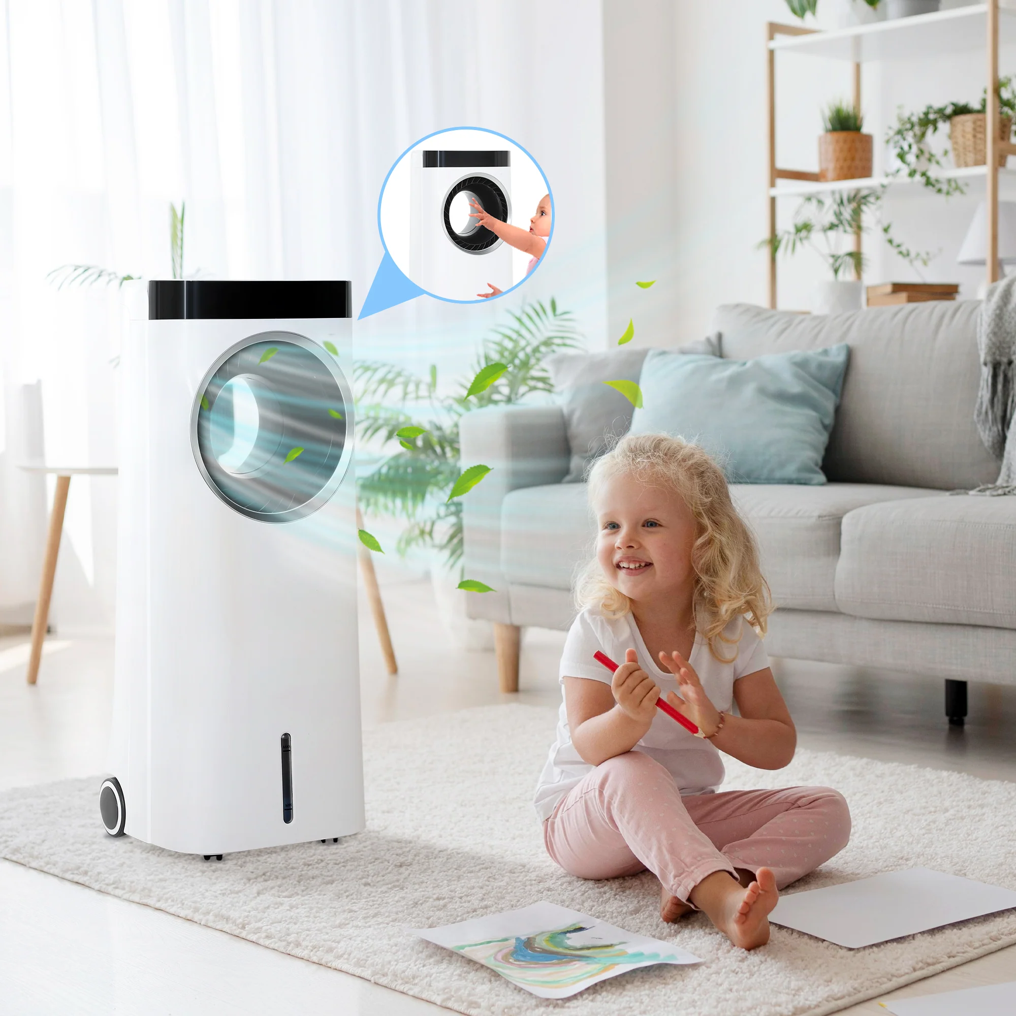 HOMCOM Bladeless Evaporative Air Cooler, 6.5L Fan, Humidifier & Air Clean - Image 2