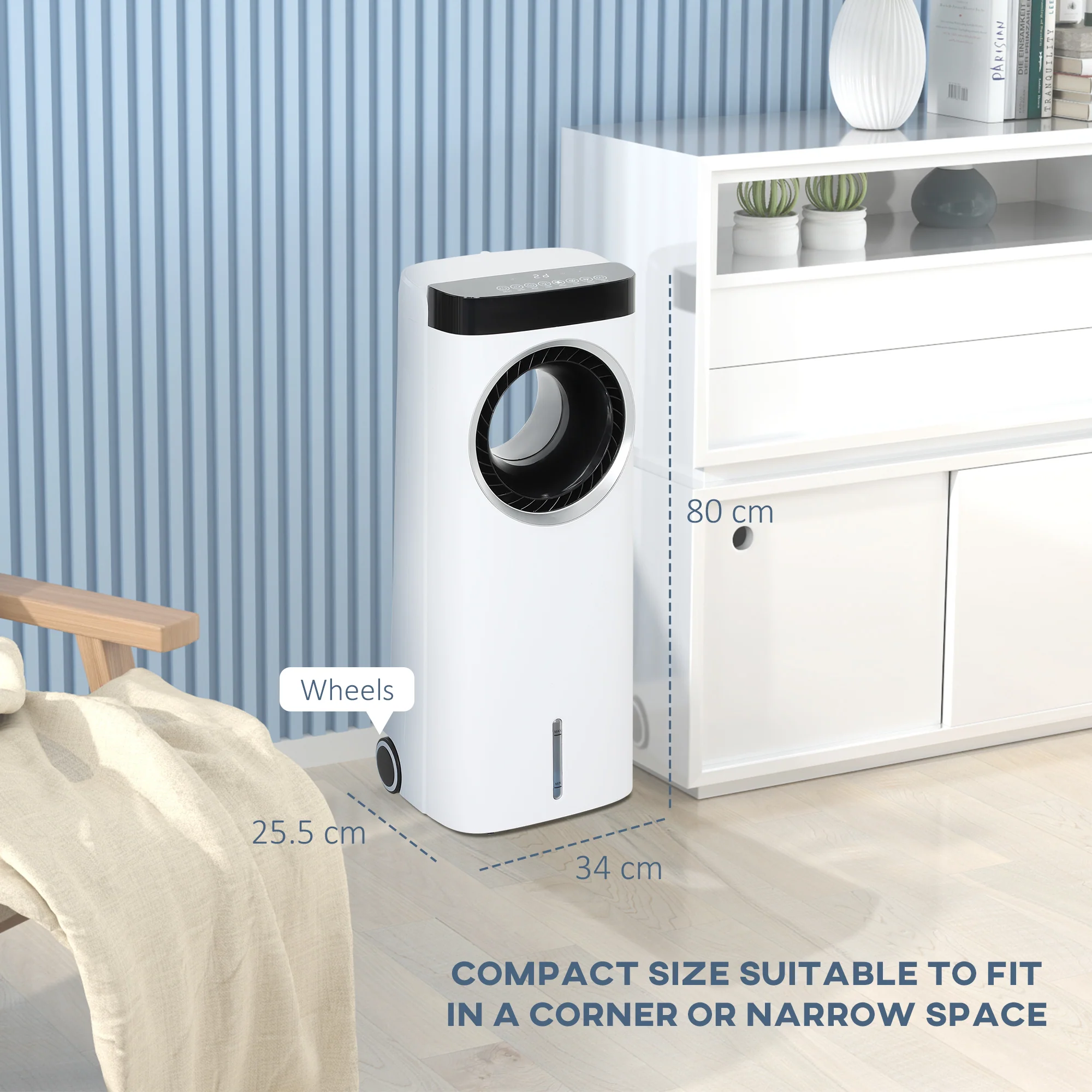HOMCOM Bladeless Evaporative Air Cooler, 6.5L Fan, Humidifier & Air Clean - Image 5
