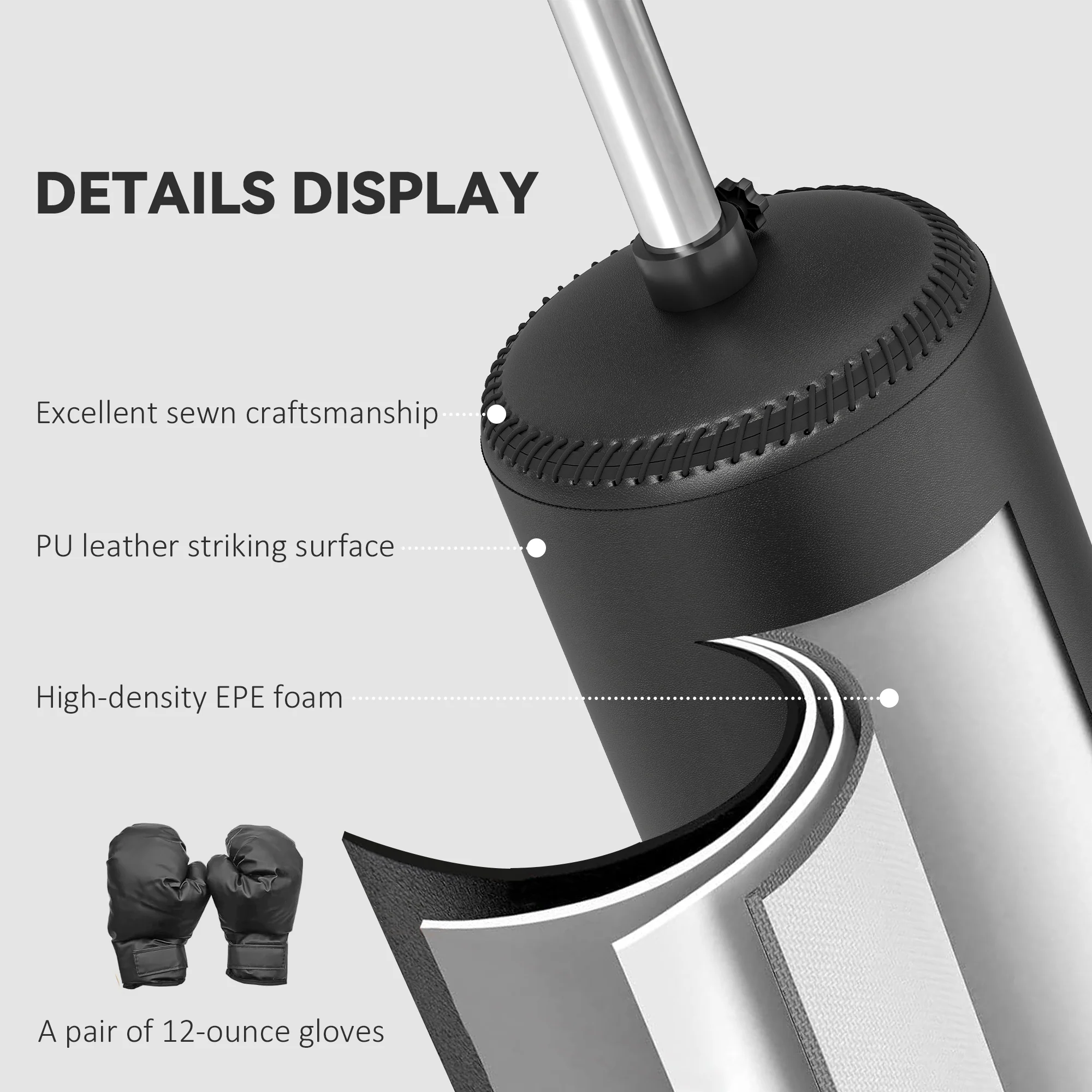HOMCOM Boxing Punch Bag Stand w/ Rotating Flexible Arm Speed Ball Waterable Base - Image 4