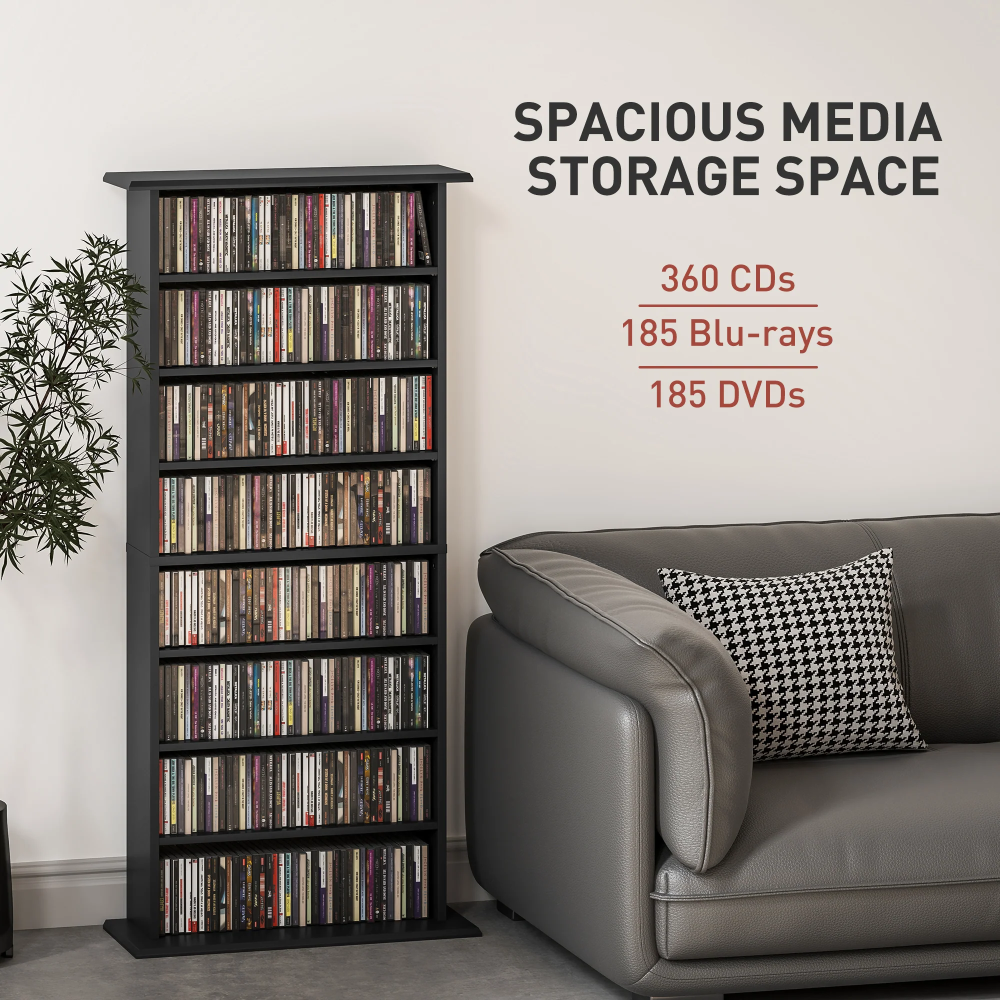 HOMCOM CD Storage Unit DVD Tower Blu-ray Storage Shelf For Living Room - Image 3
