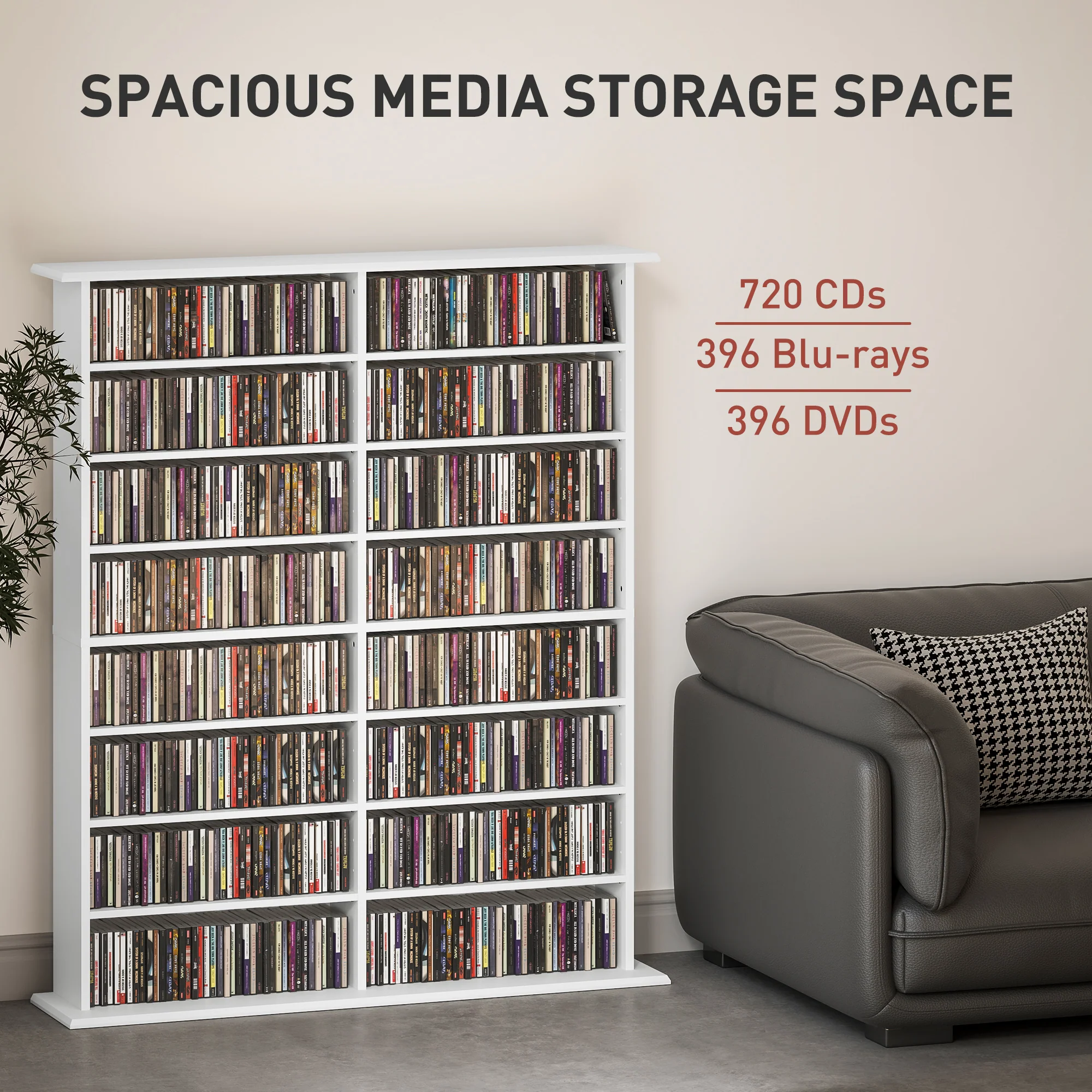 HOMCOM CD Storage Unit DVD Tower Blu-ray Storage Shelf For Office - Image 21