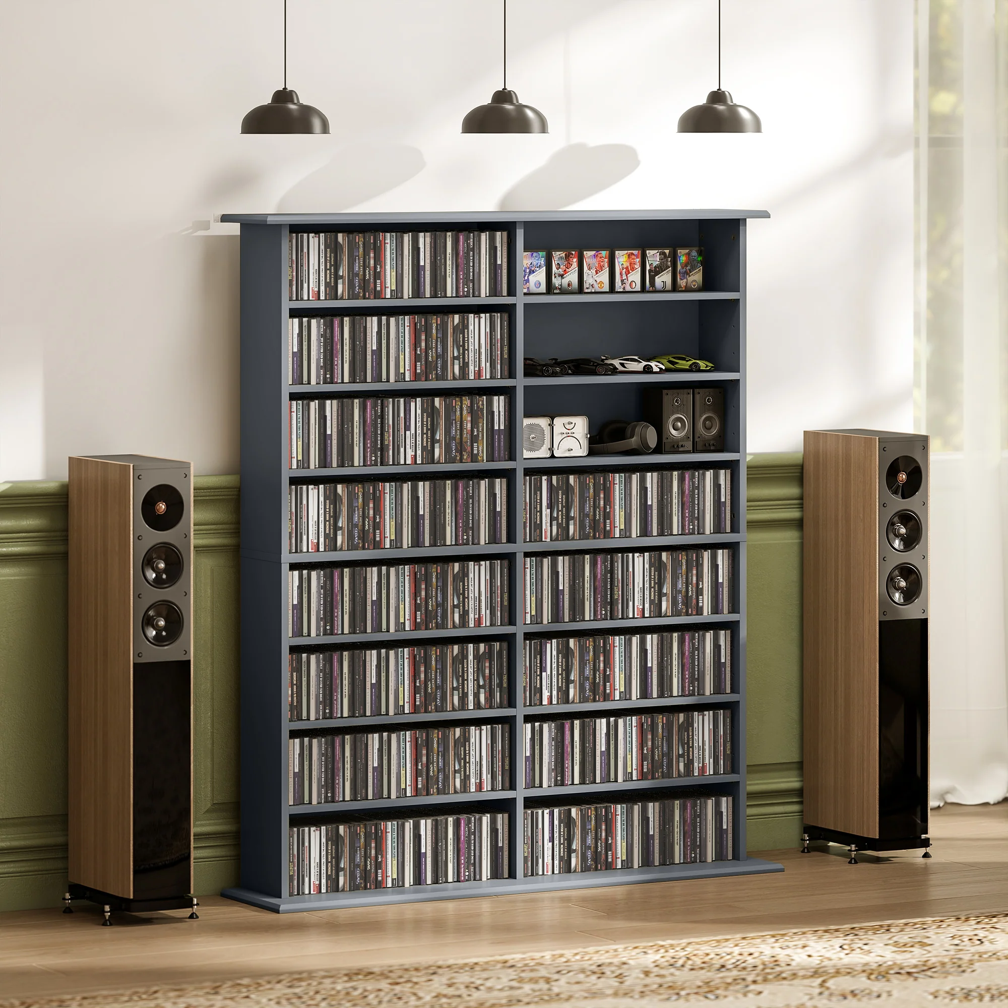 HOMCOM CD Storage Unit DVD Tower Blu-ray Storage Shelf for Office, Grey - Image 9