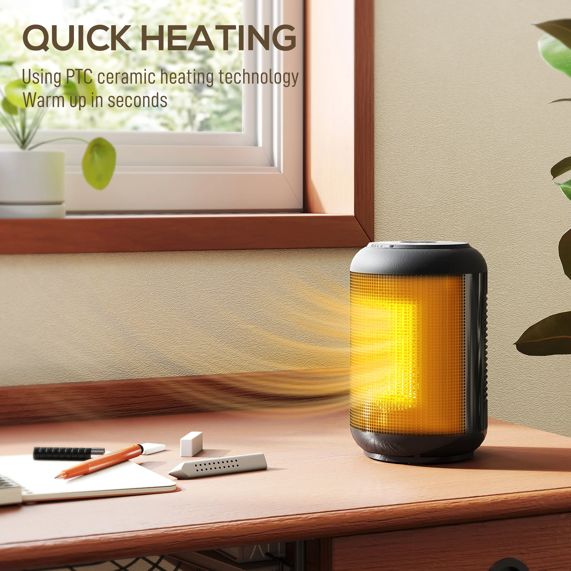 HOMCOM Ceramic Electric Heater, 1500W Fan Space Heater, Black - Image 3