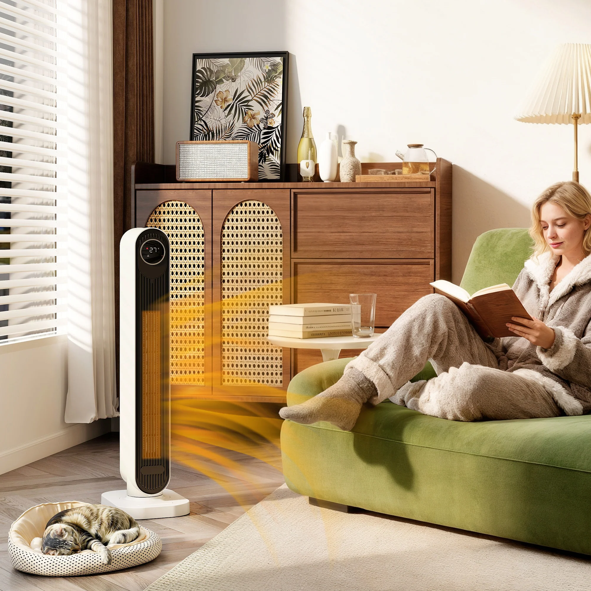 HOMCOM Ceramic Electric Heater, 2000W Fan Space Heater, White - Image 2