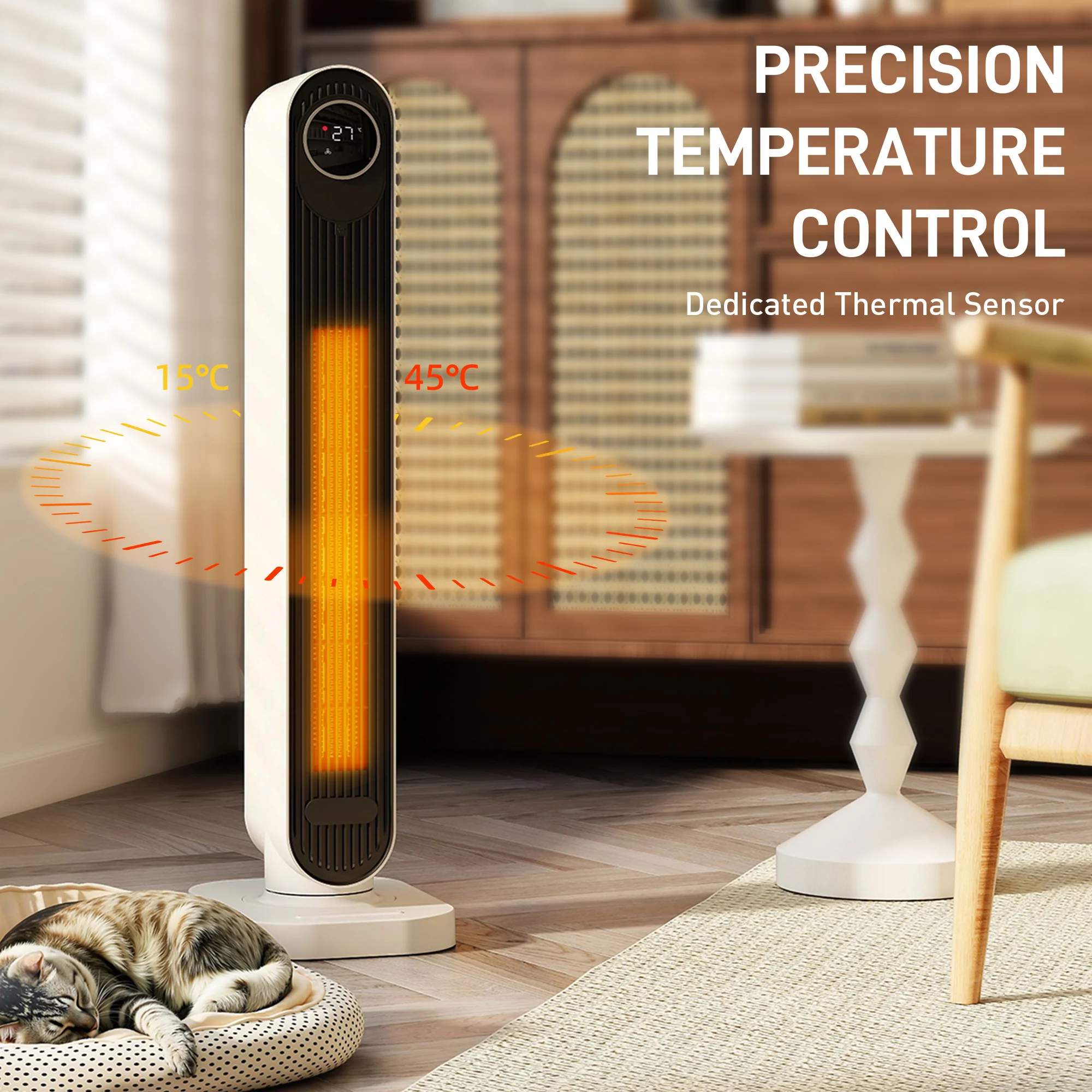 HOMCOM Ceramic Electric Heater, 2000W Fan Space Heater, White - Image 7