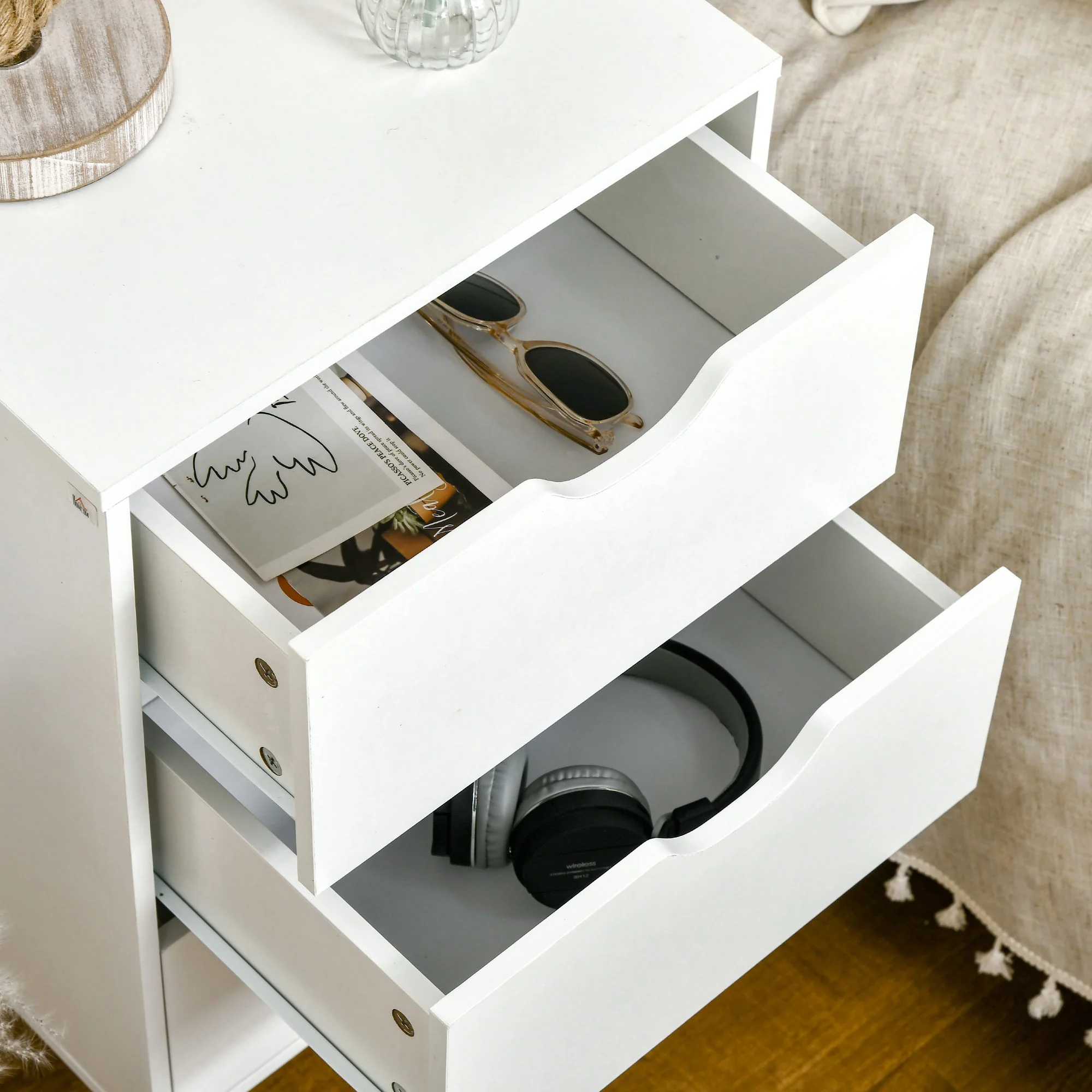 HOMCOM Chest of Drawers, 3 Drawer Unit Storage Chest Bedroom, Cream White - Image 9