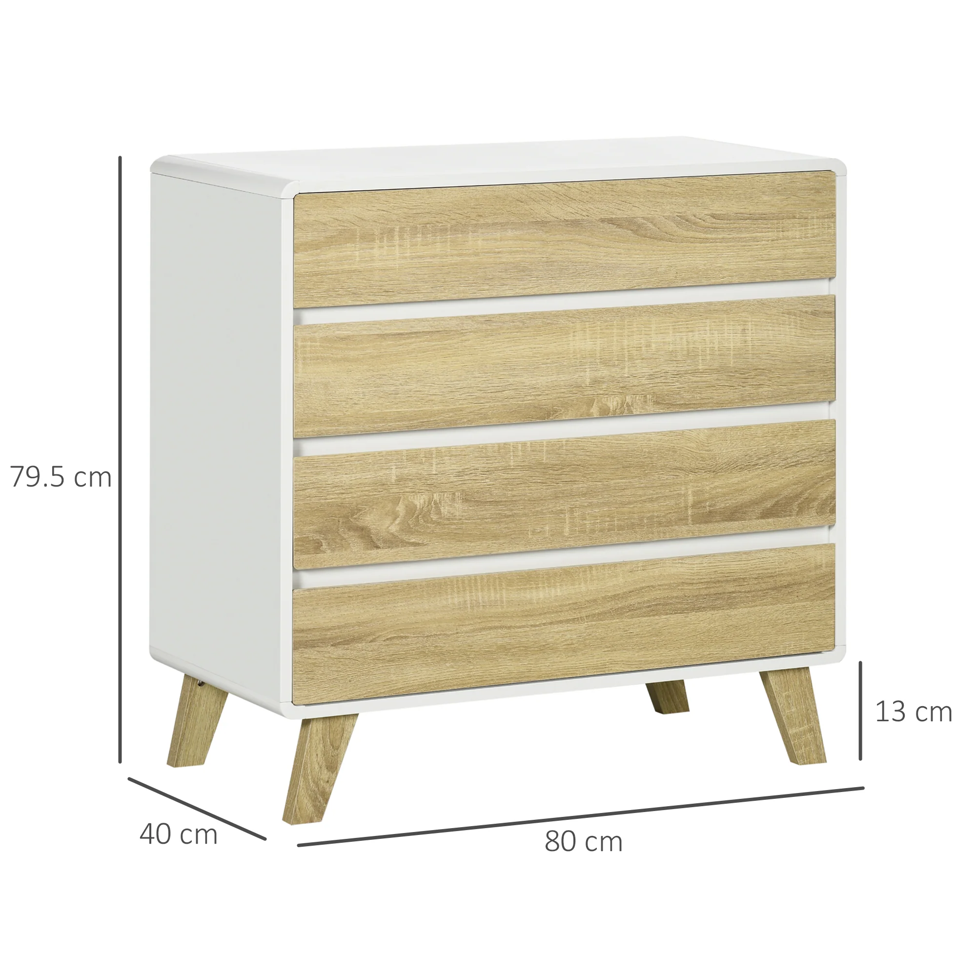 HOMCOM Chest of Drawers, 4 Drawer Storage Cabinet Organiser for Bedroom - Image 5