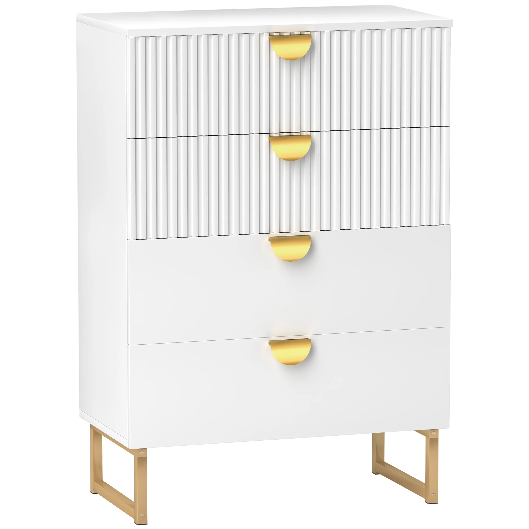 HOMCOM Chest of Drawers with 4 Drawers, Modern Dresser for Bedroom, White