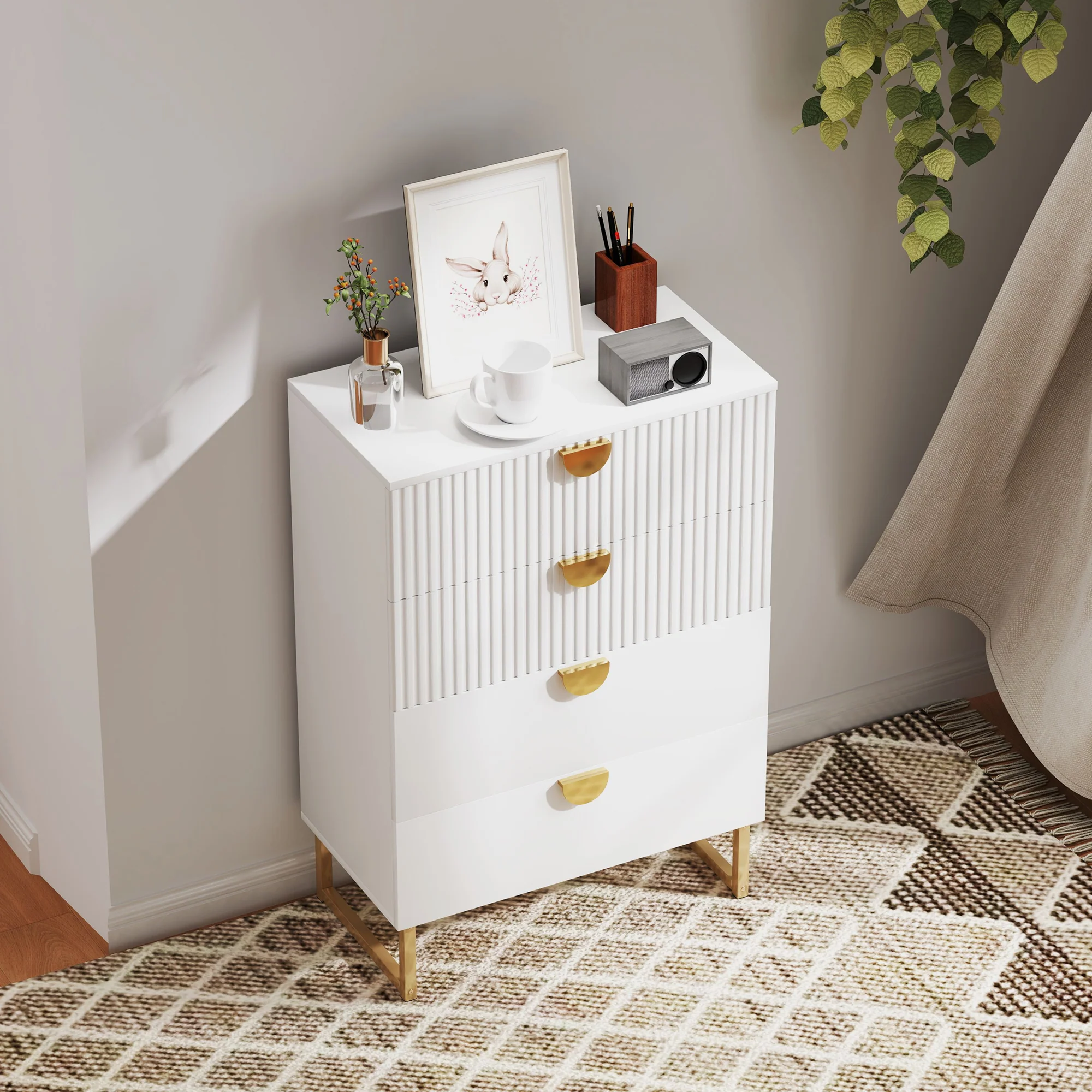 HOMCOM Chest of Drawers with 4 Drawers, Modern Dresser for Bedroom, White - Image 9