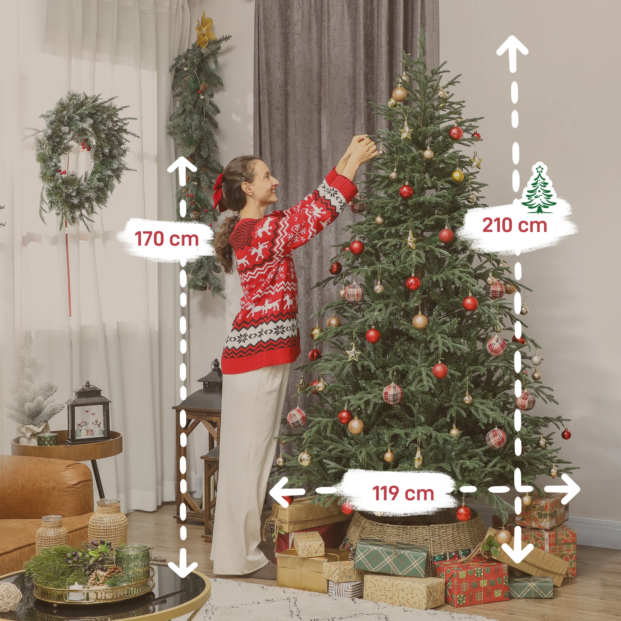 HOMCOM Christmas Tree, Full Spruce Xmas Tree, Easy Assembly - Image 21