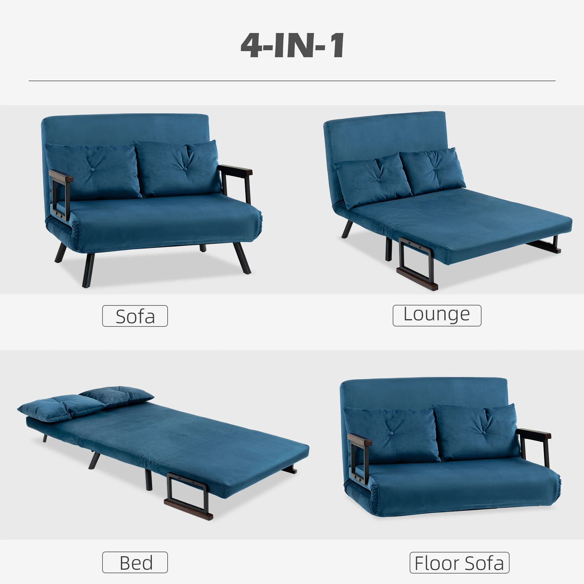 HOMCOM Click Clack 2 Seater Sofa Bed for Living Room, Guest Room - Image 12
