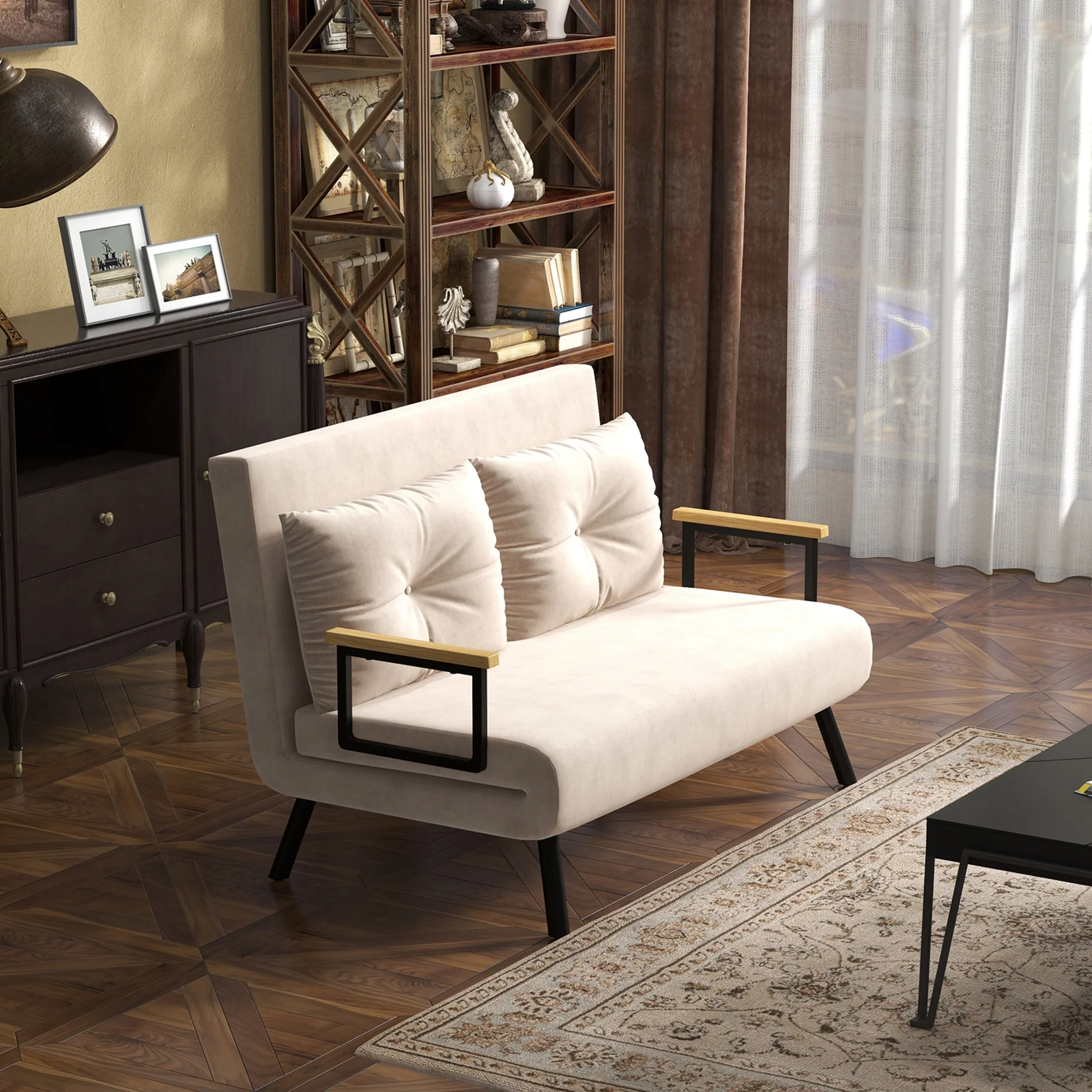 HOMCOM Click Clack 2 Seater Sofa Bed for Living Room, Guest Room - Image 2