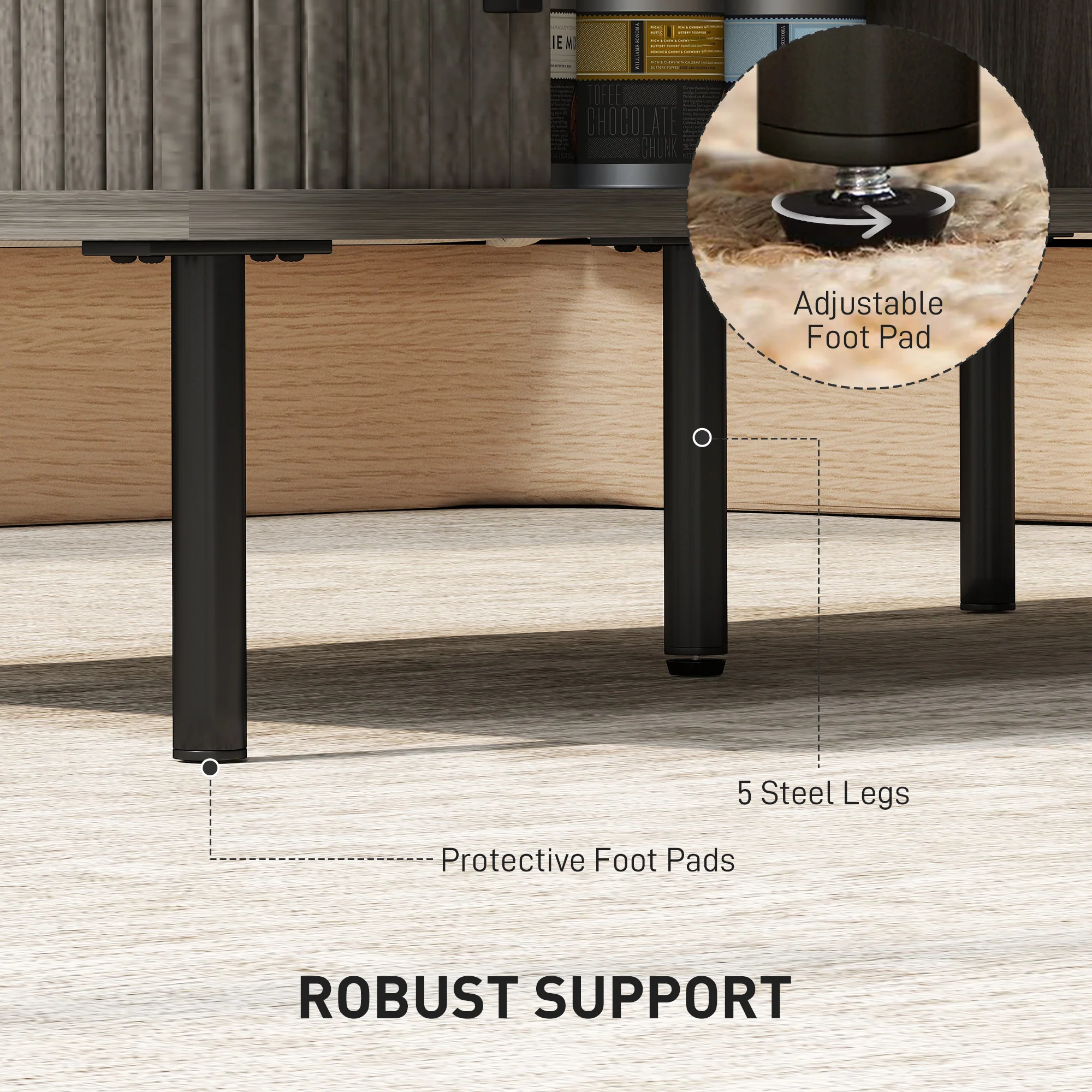 HOMCOM Coffee Table With Storage And Sliding Doors For Living Room - Image 7
