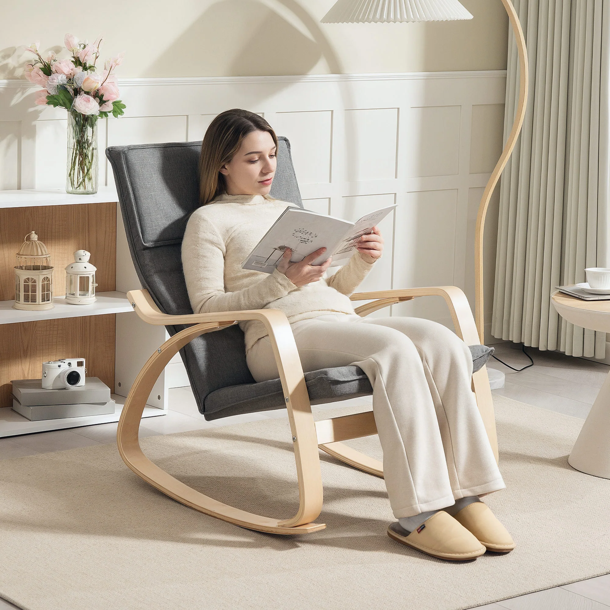 HOMCOM Comfortable Relax Rocking Chair With High Back - Image 16