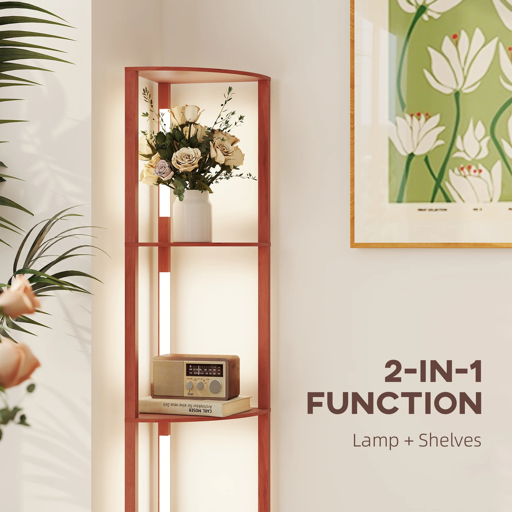 HOMCOM Corner Floor Lamp With Dimmable Warm White LED Light - Image 17