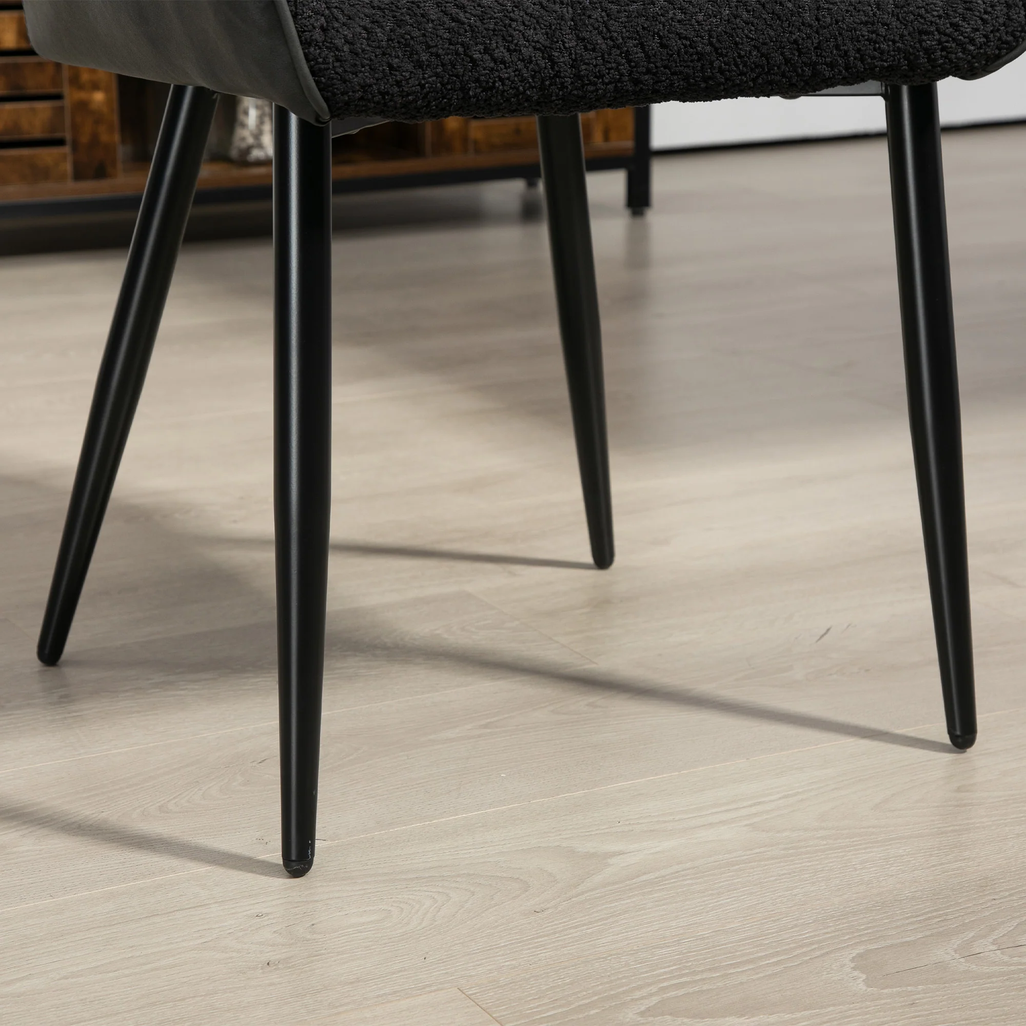 HOMCOM Accent Chair W/ Foot Pads And Chenille Fabric Arm Chair - Cream White/Black - Image 16