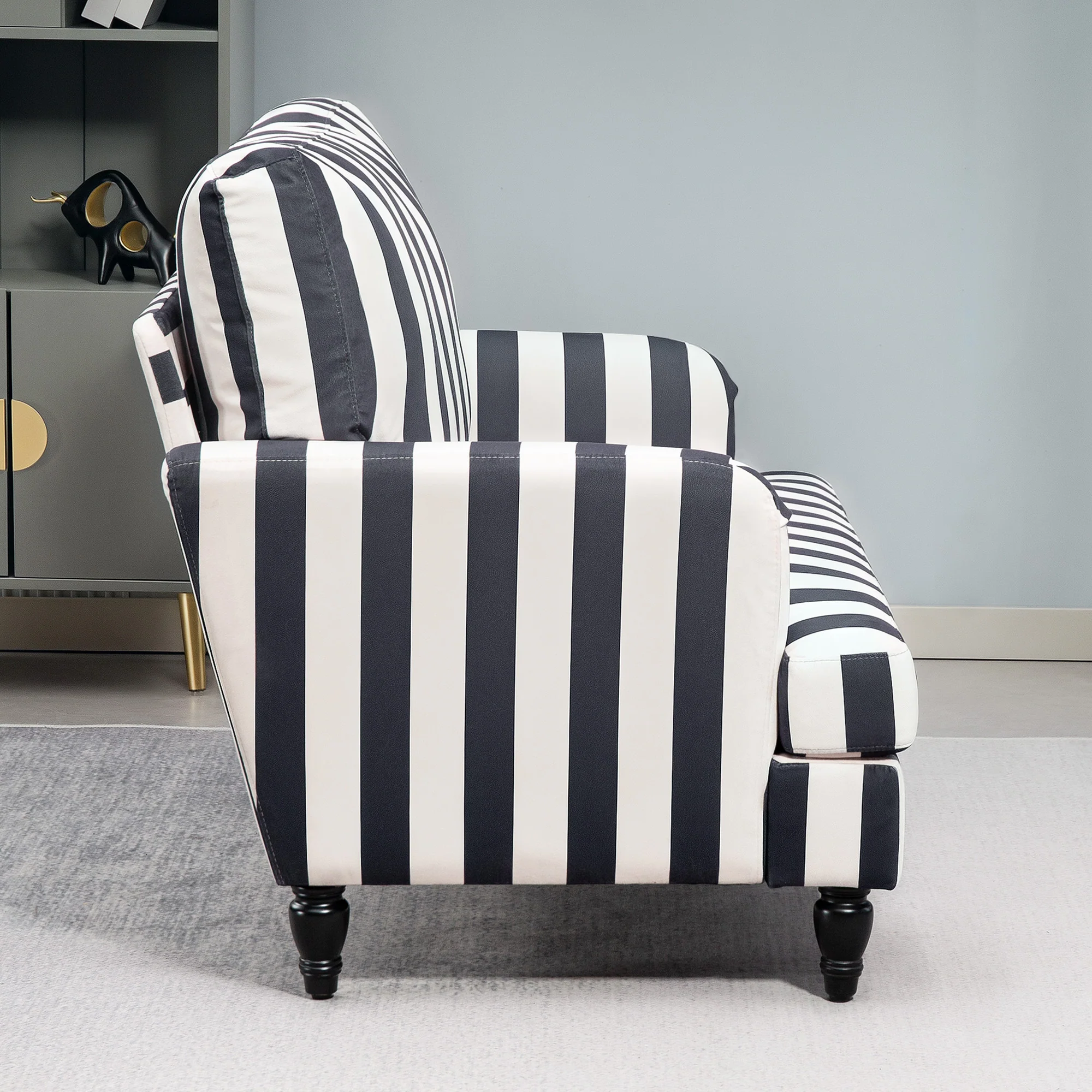 HOMCOM Cuddle Chair With Stripe, Armchair For Living Room - Image 8
