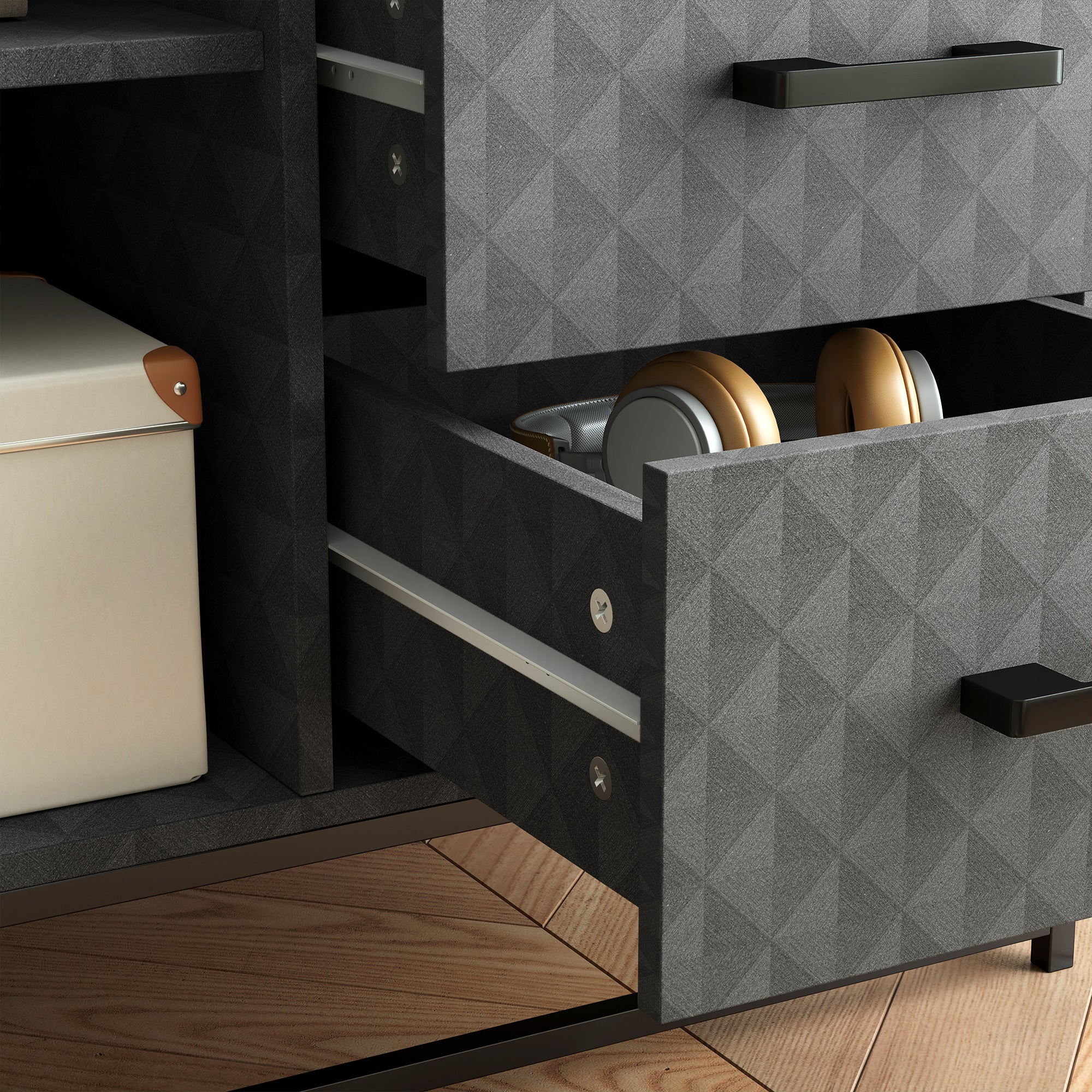 HOMCOM Cupboard with Adjustable Shelf, Open Compartment, 2 Drawers - Image 16